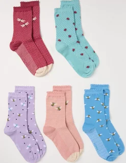 FatFace 5 Pack Insect Socks|Women View All