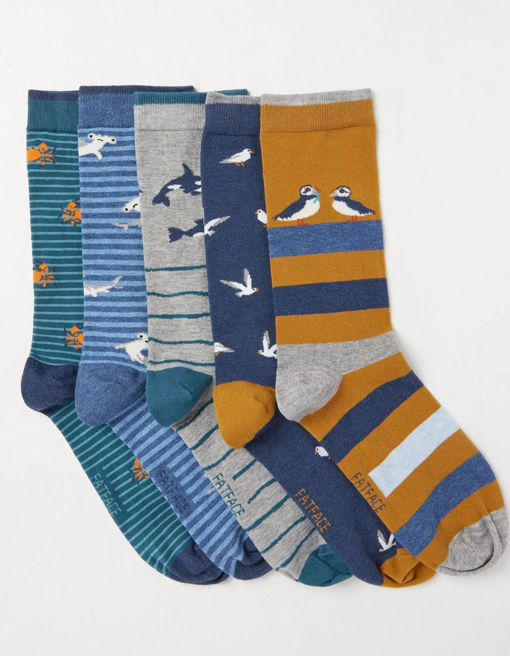 FatFace 5 Pack Sea Animals Socks|Men View All