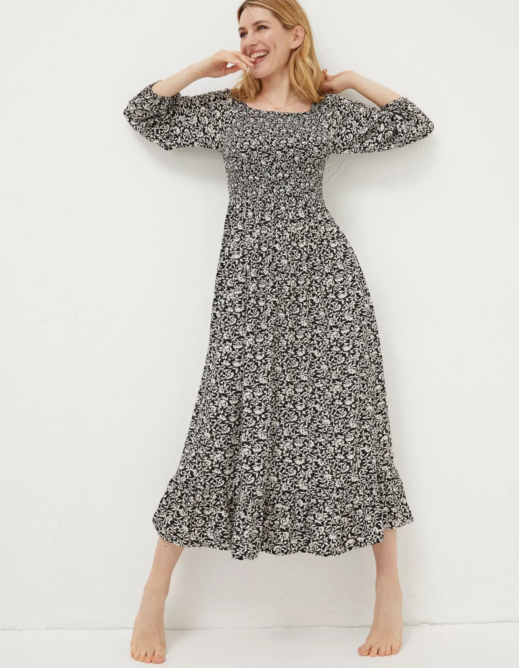 FatFace Adele Mono Vines Midi Dress|Women Dresses