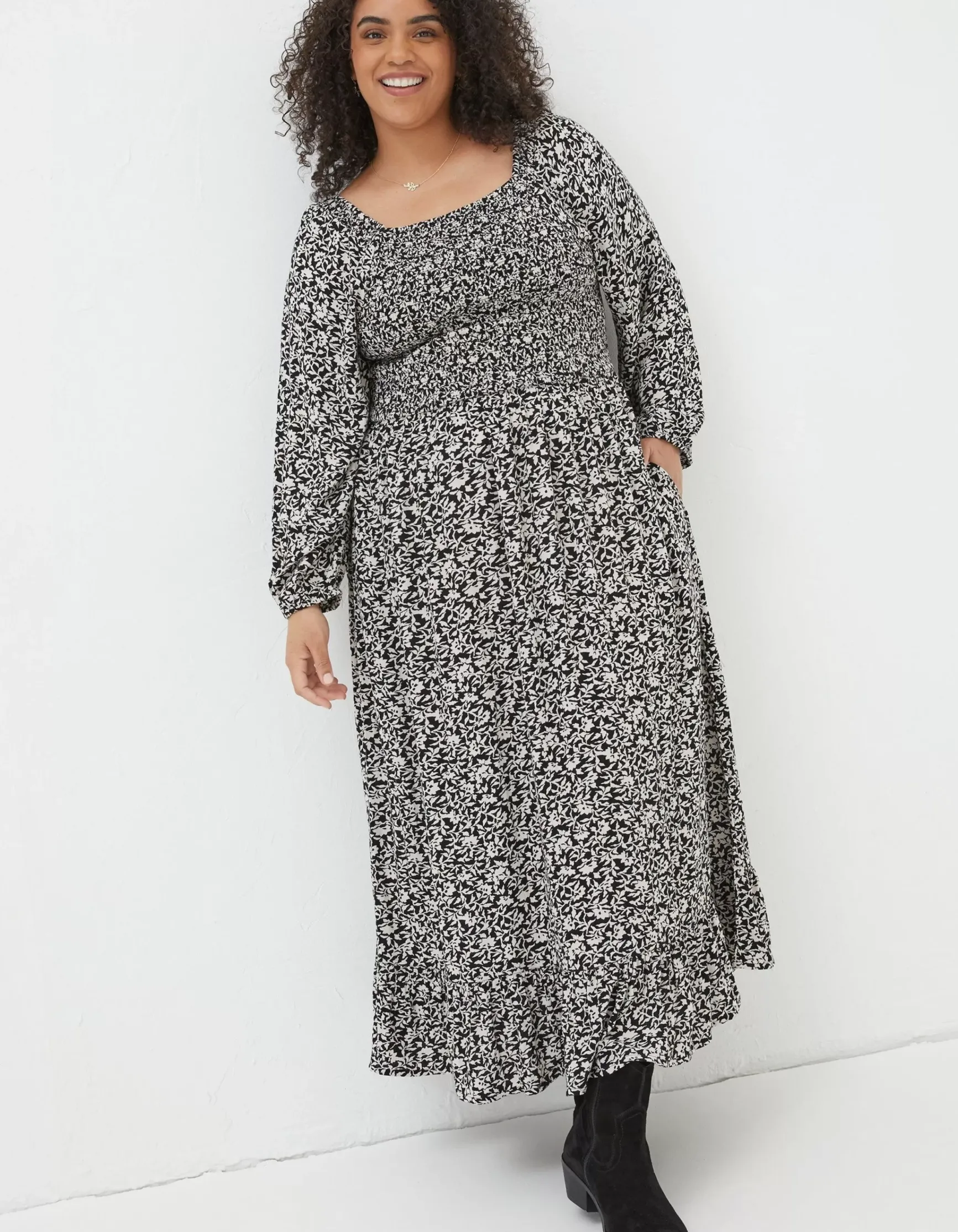 FatFace Adele Mono Vines Midi Dress|Women Dresses
