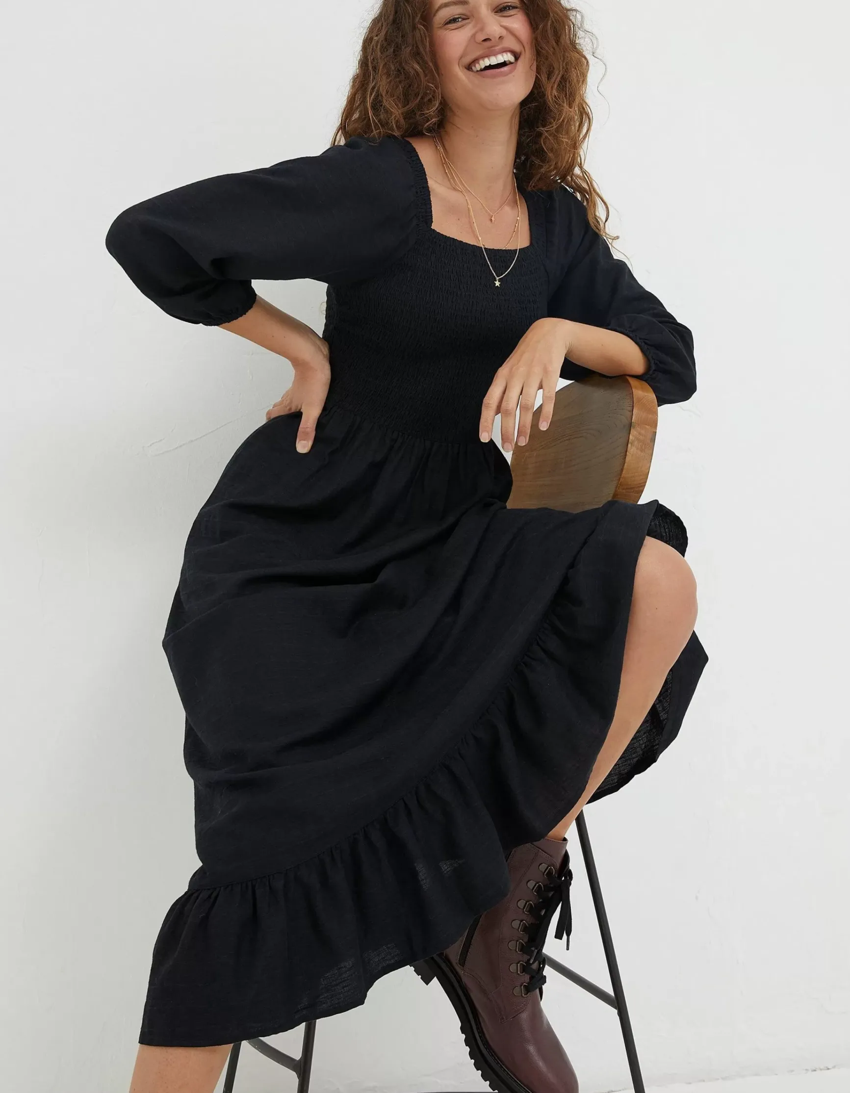 FatFace Adele Shirred Midi Dress|Women Dresses