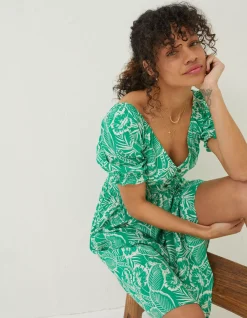 FatFace Aideen Linen Blend Leaf Dress|Women Dresses