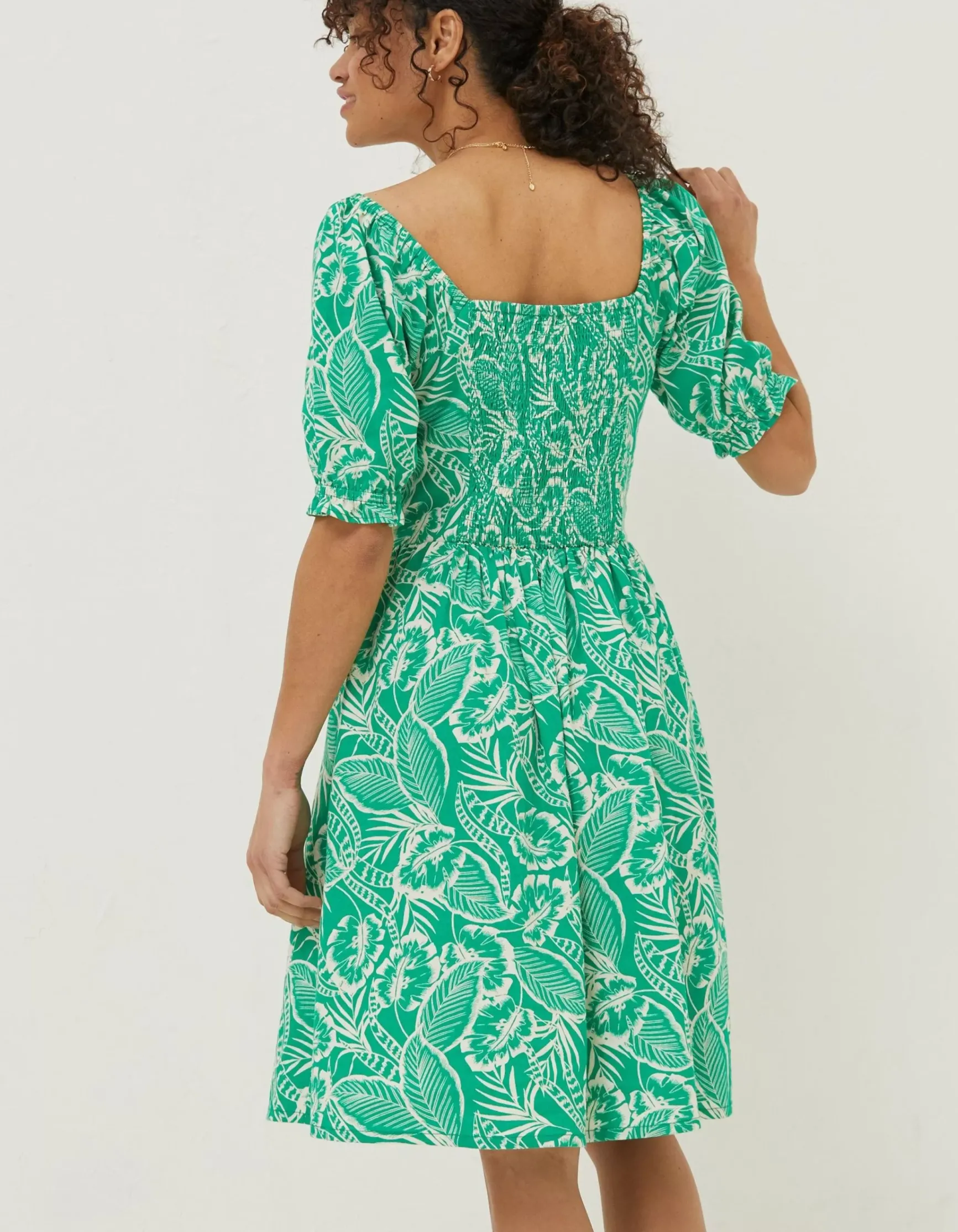 FatFace Aideen Linen Blend Leaf Dress|Women Dresses