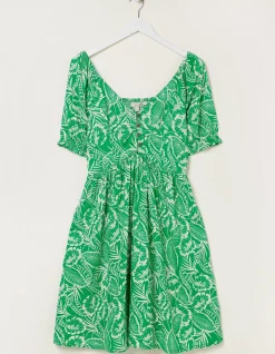 FatFace Aideen Linen Blend Leaf Dress|Women Dresses