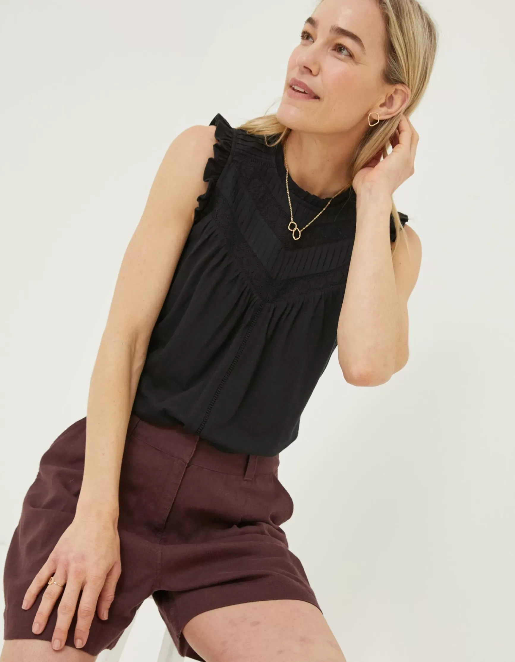 FatFace Ali Frill Sleeve Top|Women Tops & T-Shirts