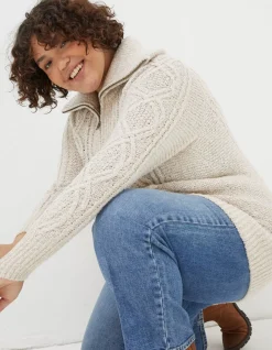 FatFace Alicia Collar Cable Knit Cardigan|Women View All