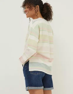 FatFace Amari Textured Stripe Crew Sweatshirt|Women Sweatshirts & Hoodies