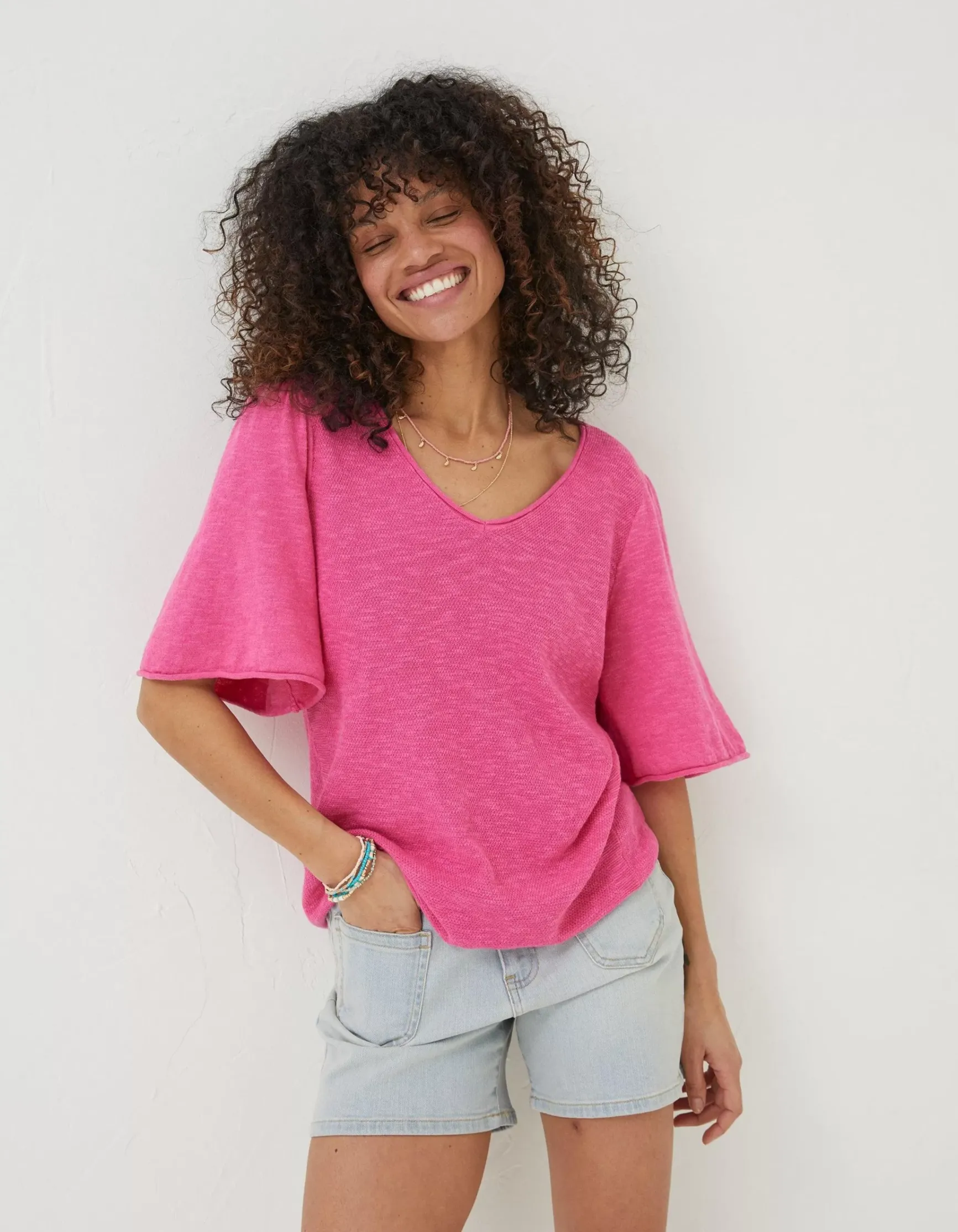 FatFace Angela V Neck Knitted Top|Women Knitwear
