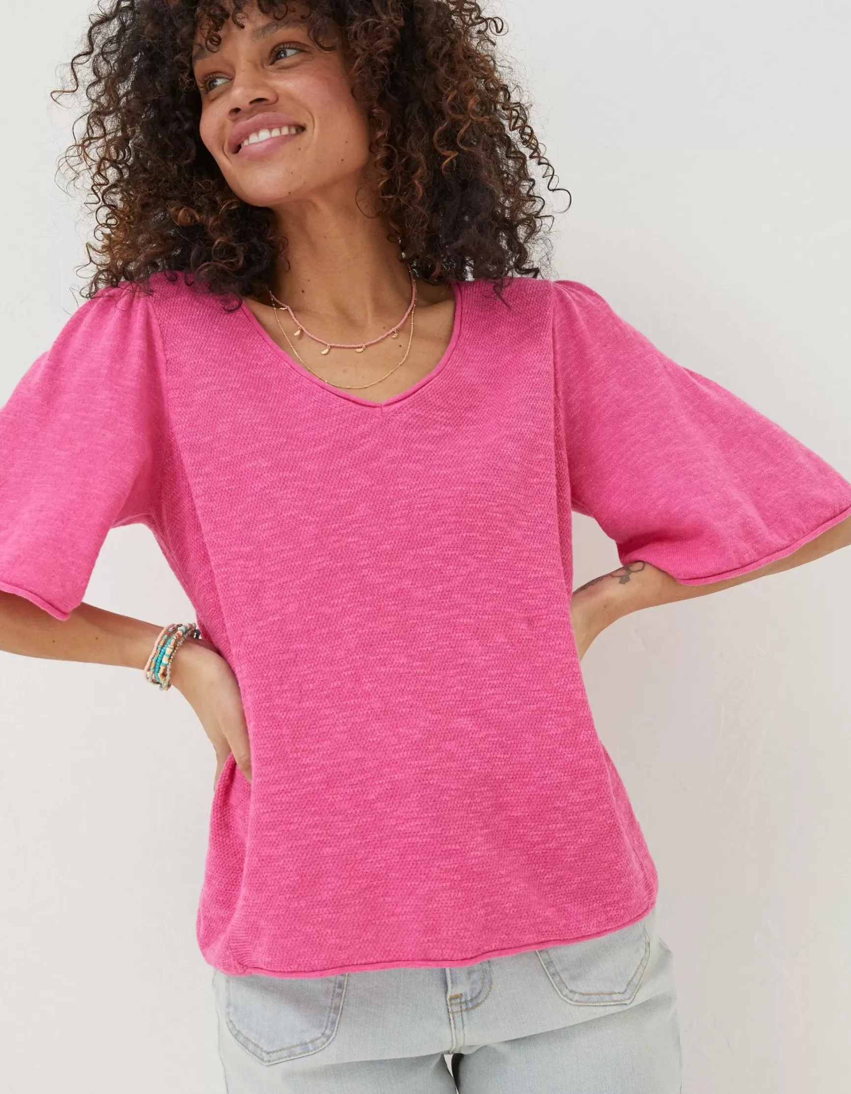 FatFace Angela V Neck Knitted Top|Women Knitwear