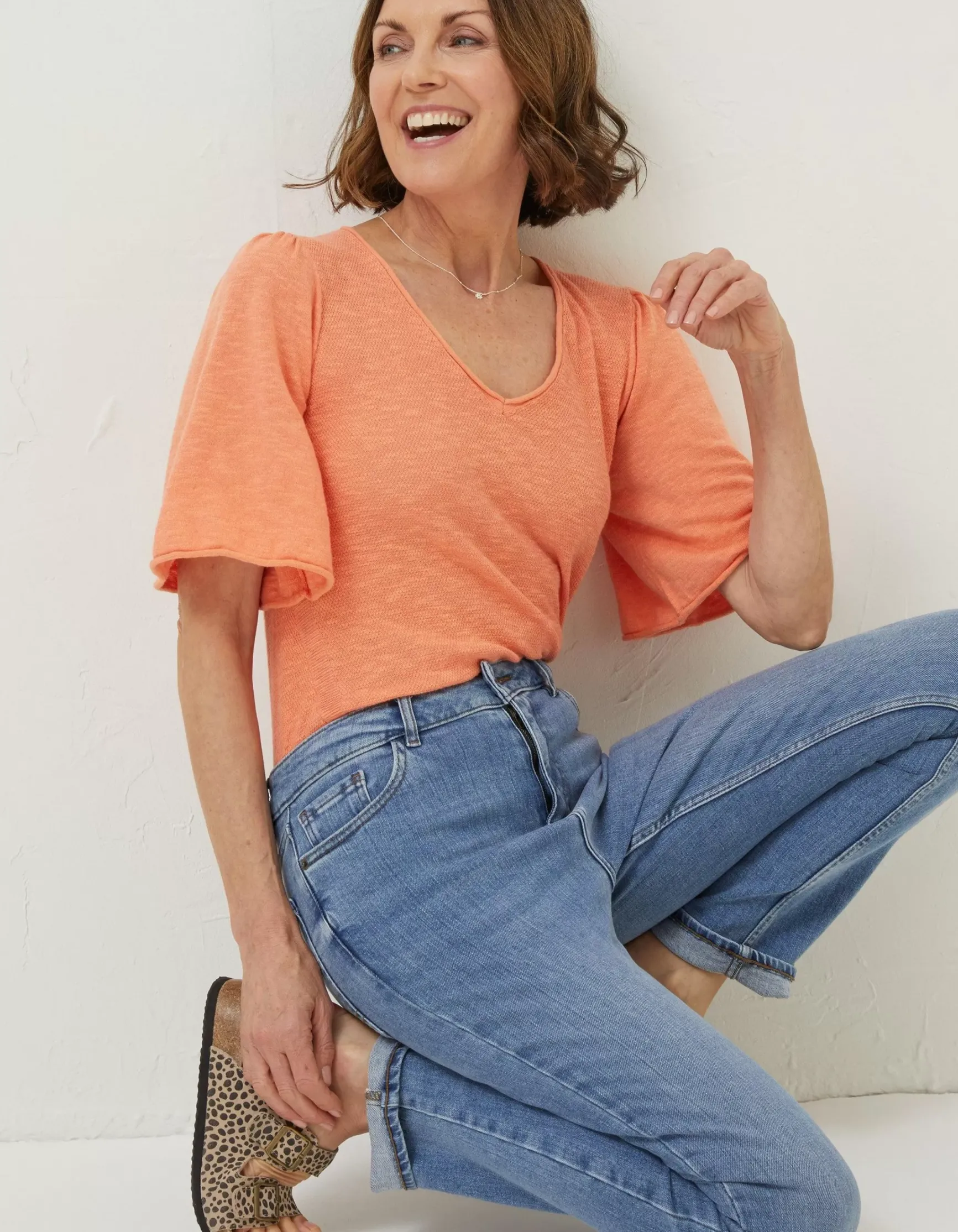 FatFace Angela V Neck Knitted Top|Women Knitwear