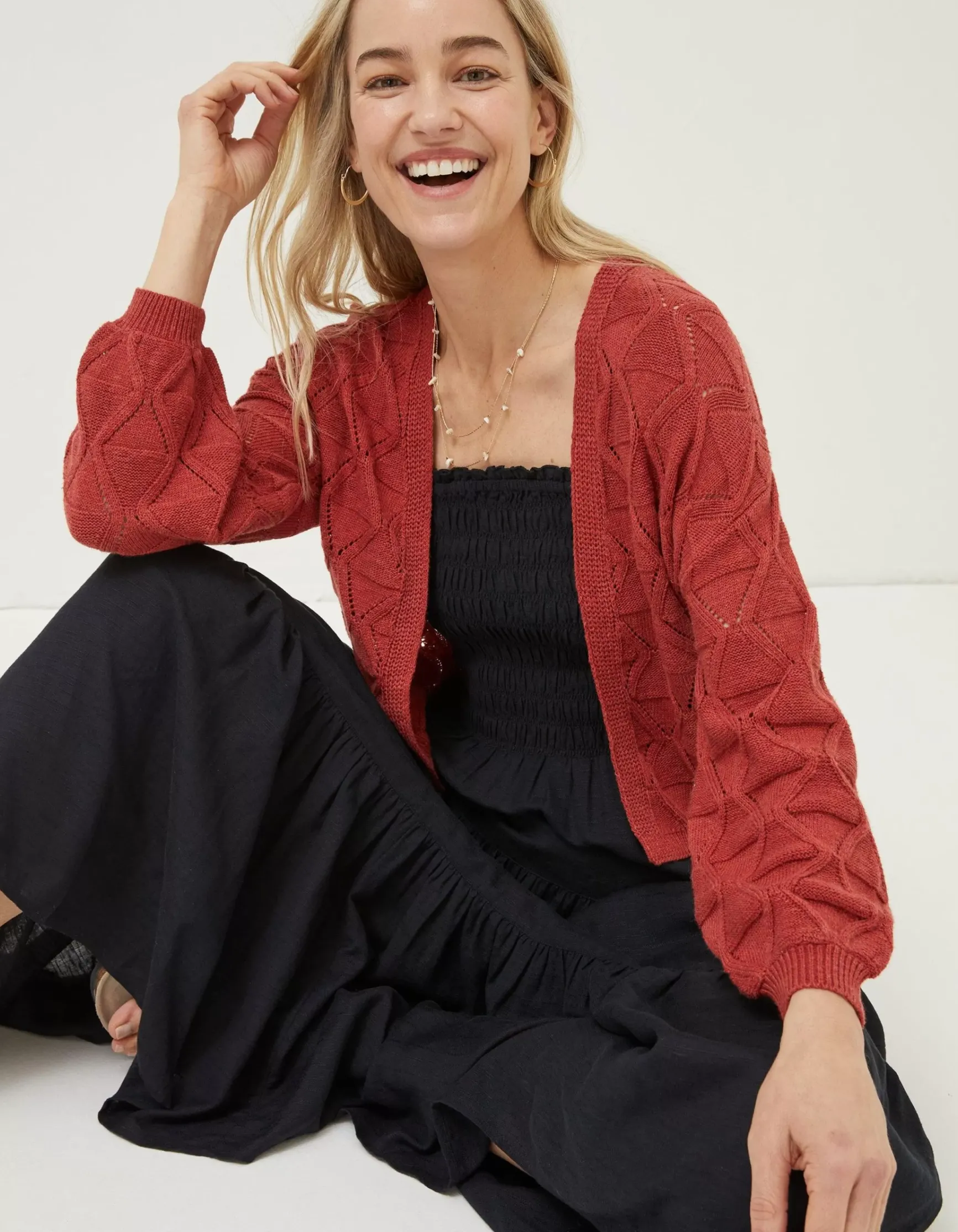 FatFace Anna Pointelle Cardigan|Women Knitwear