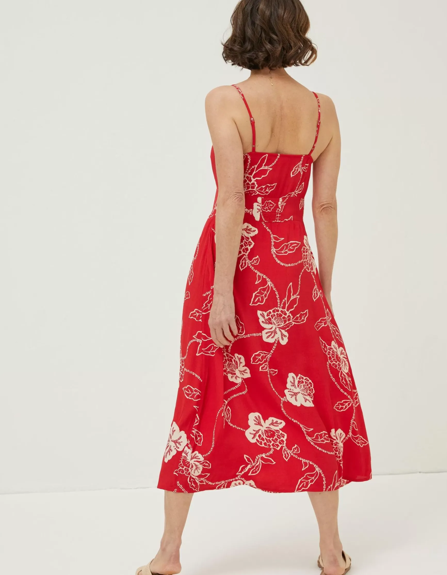FatFace Ariel Batik Red Midi Dress|Women Dresses