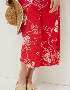 FatFace Ariel Batik Red Midi Dress|Women Dresses