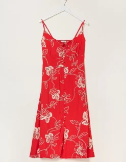 FatFace Ariel Batik Red Midi Dress|Women Dresses