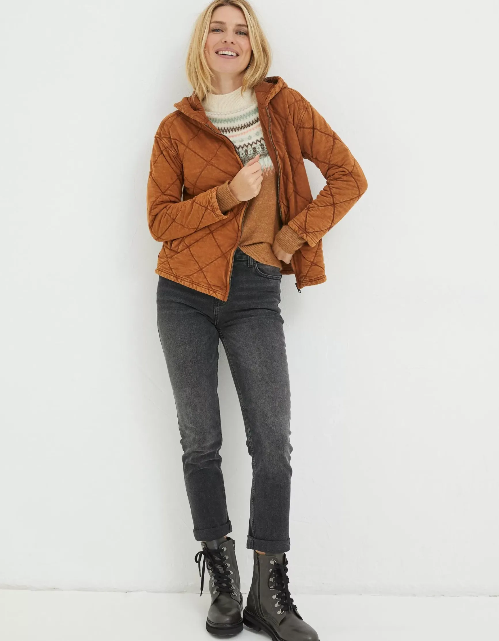 FatFace Asher Quilted Zip Through Hoodie|Women Sweatshirts & Hoodies