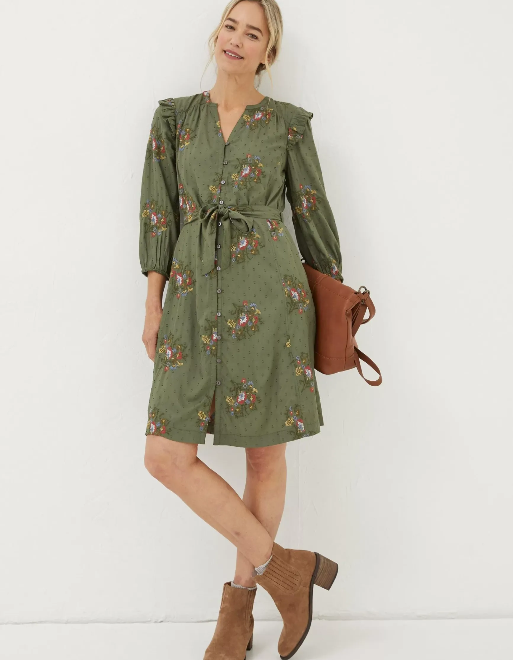 FatFace Bernie Embroidered Shirt Dress|Women View All