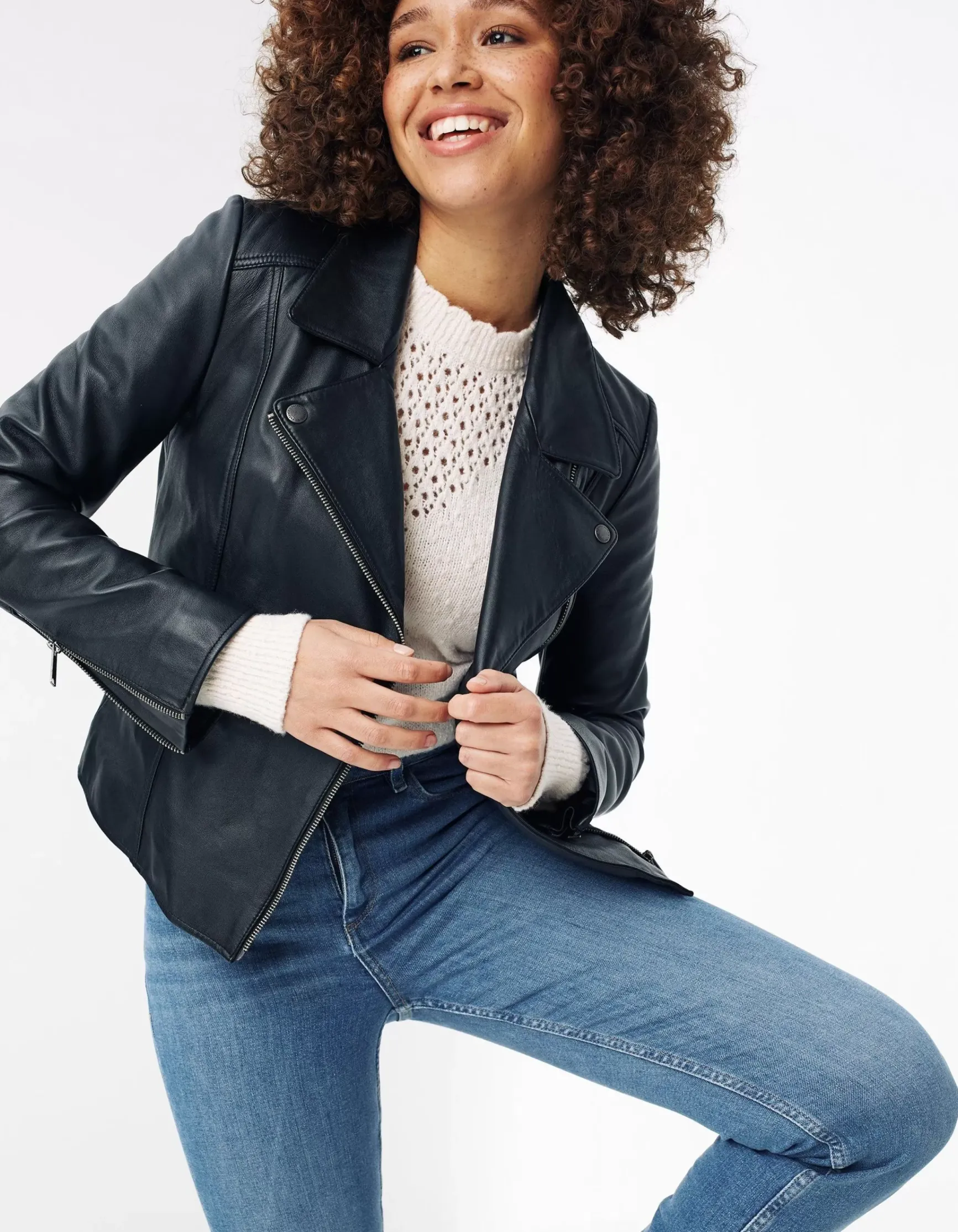 FatFace Bethany Biker Leather Jacket|Women Coats & Jackets