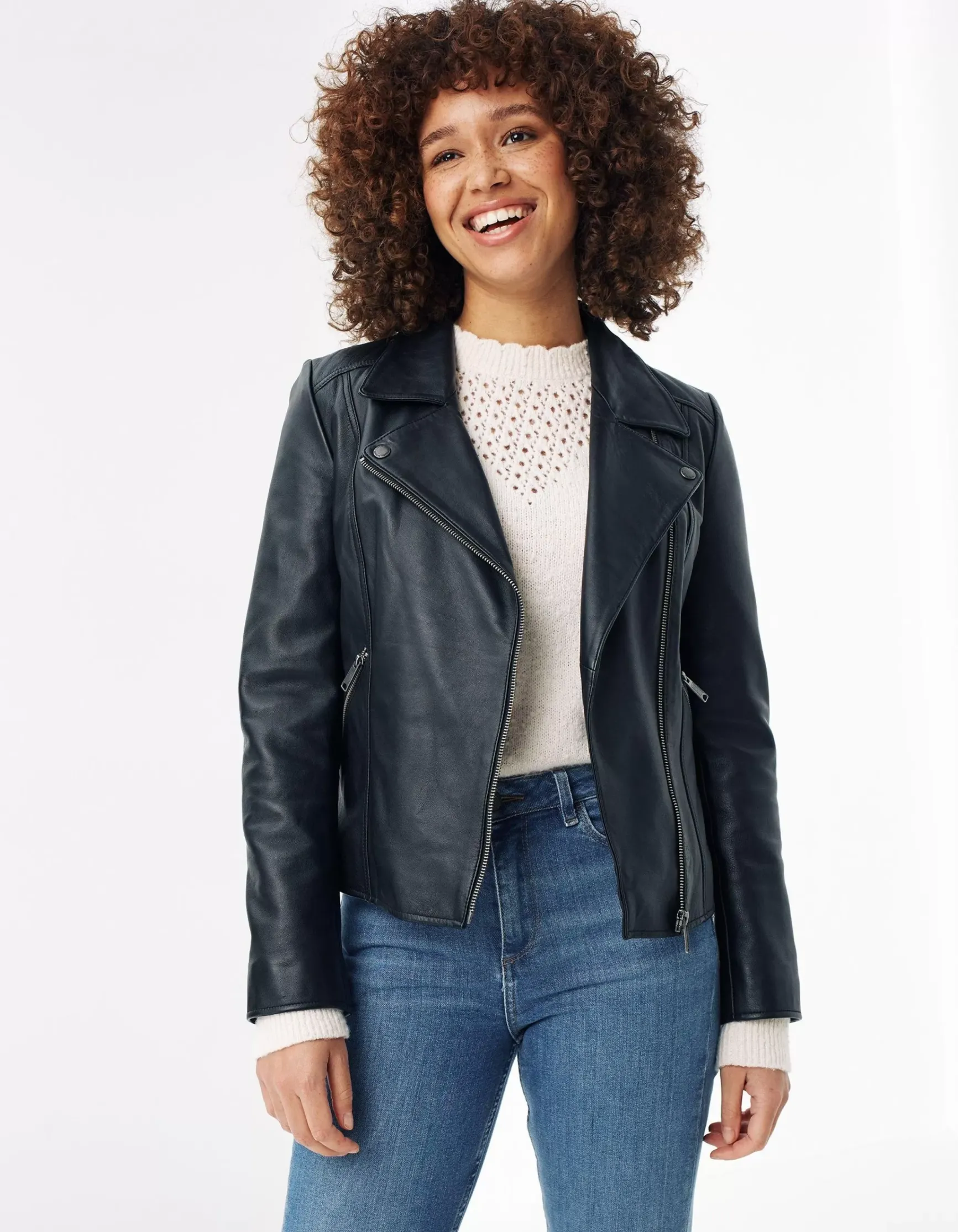 FatFace Bethany Biker Leather Jacket|Women Coats & Jackets