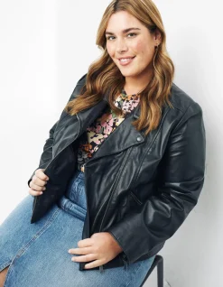 FatFace Bethany Biker Leather Jacket|Women Coats & Jackets
