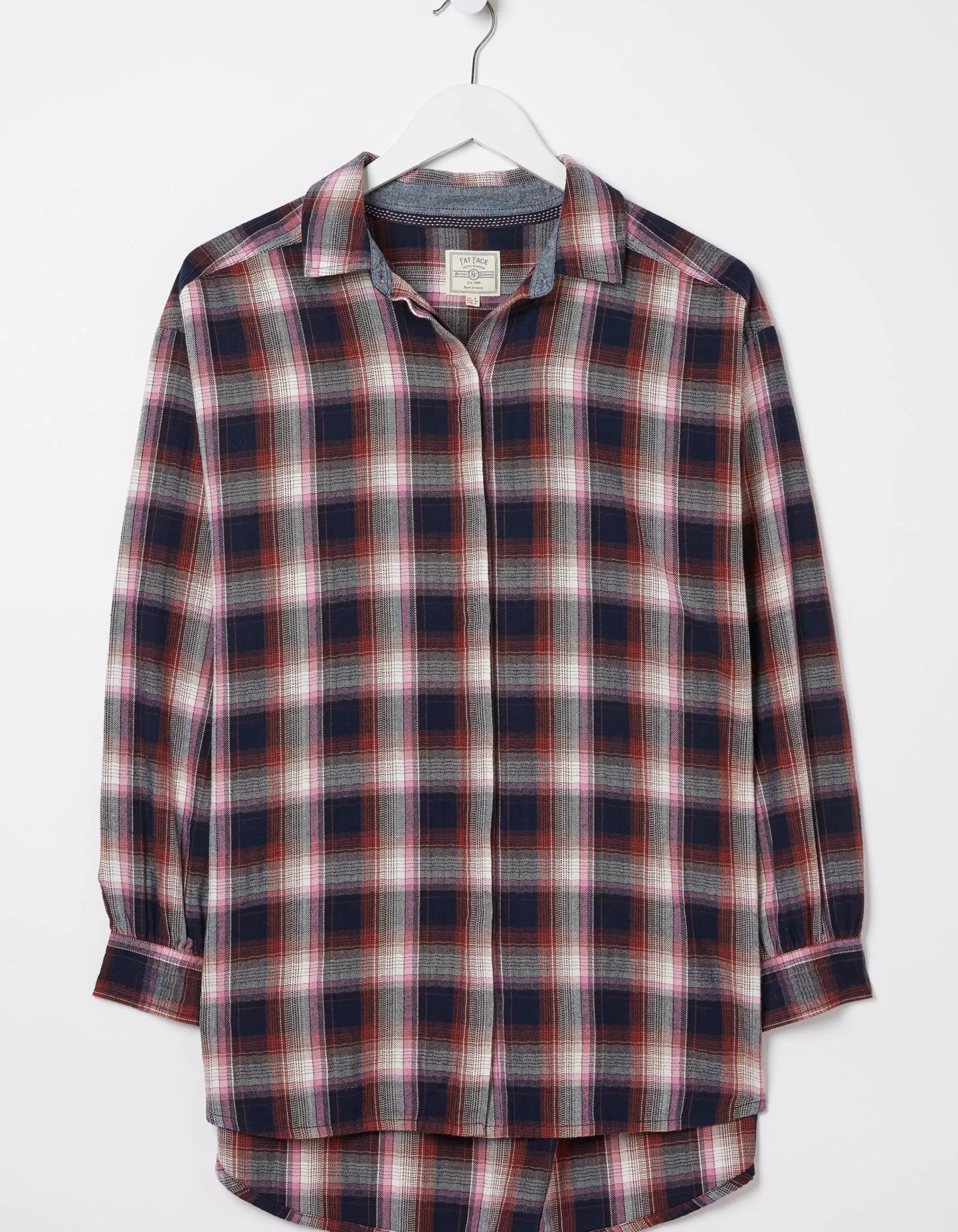 FatFace Billie Longline Check Shirt|Women Shirts & Blouses
