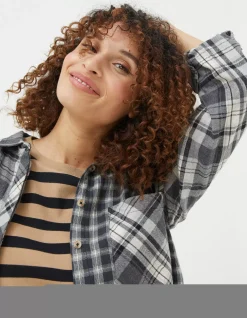 FatFace Billie Longline Check Shirt|Women Shirts & Blouses