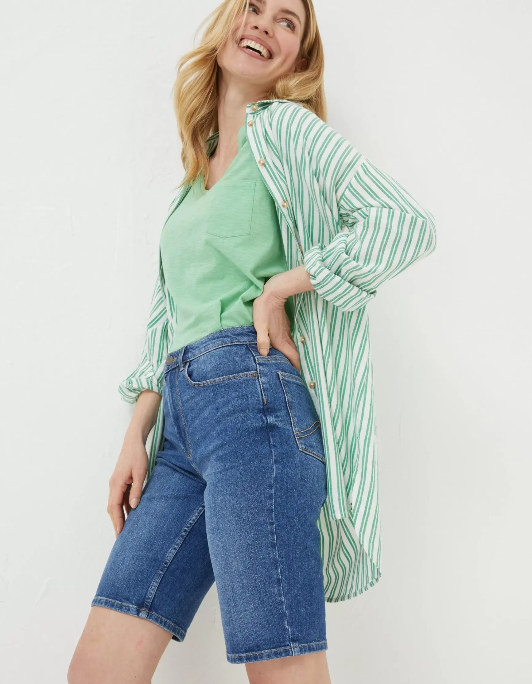 FatFace Bisley Denim Bermuda Shorts|Women Shorts