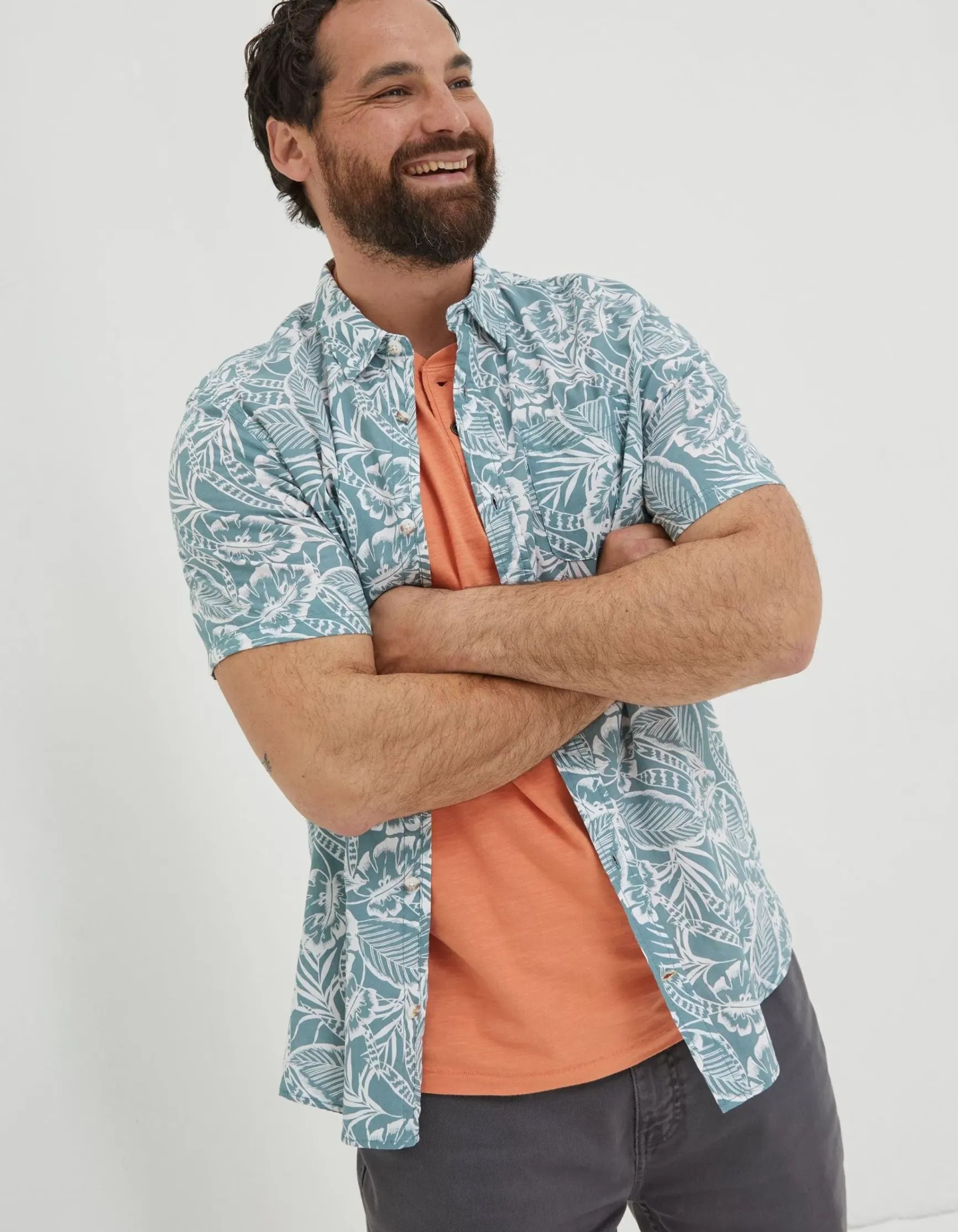 FatFace Bugle Palm Print Shirt|Men Shirts