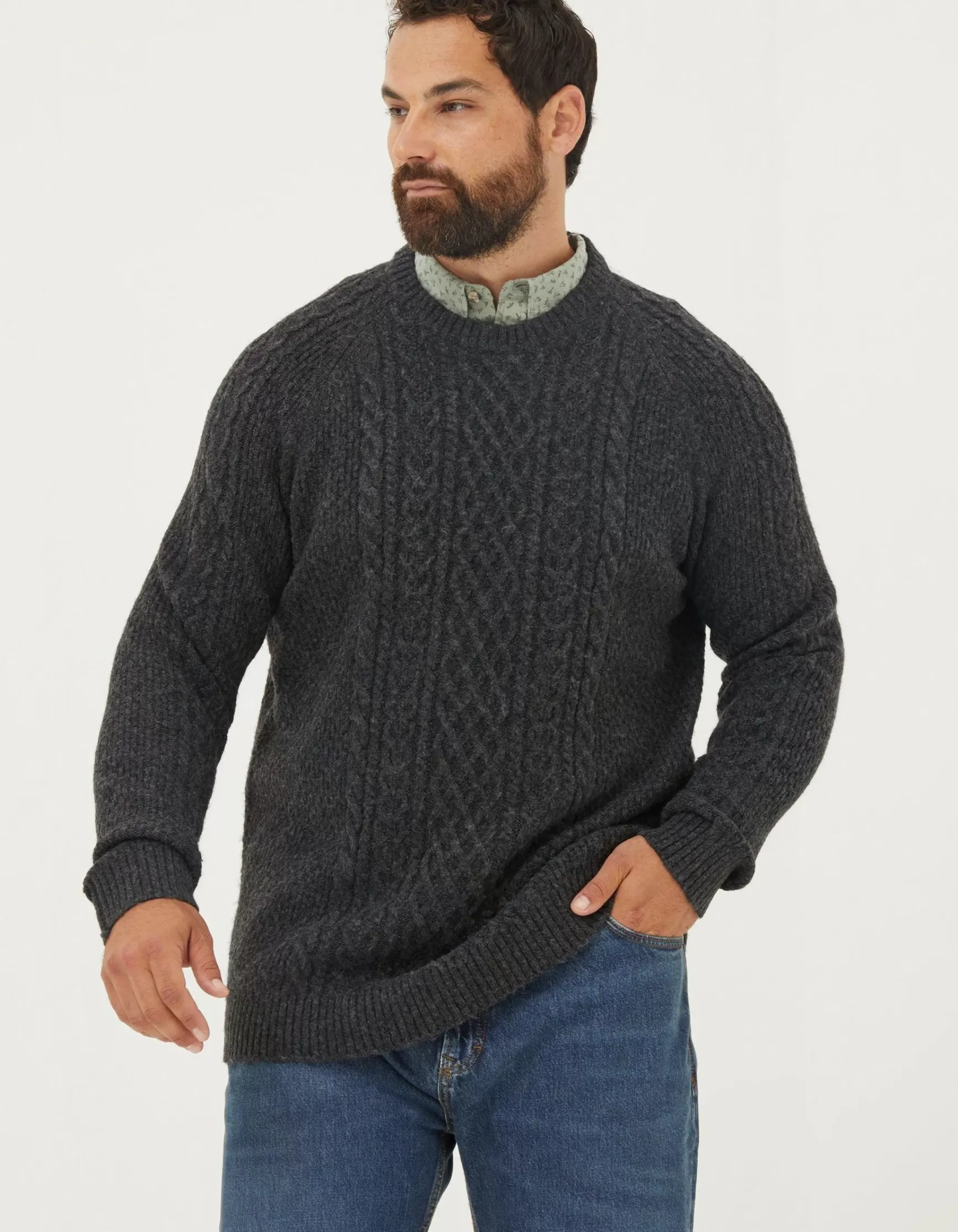FatFace Calder Cable Crew Jumper|Men Knitwear