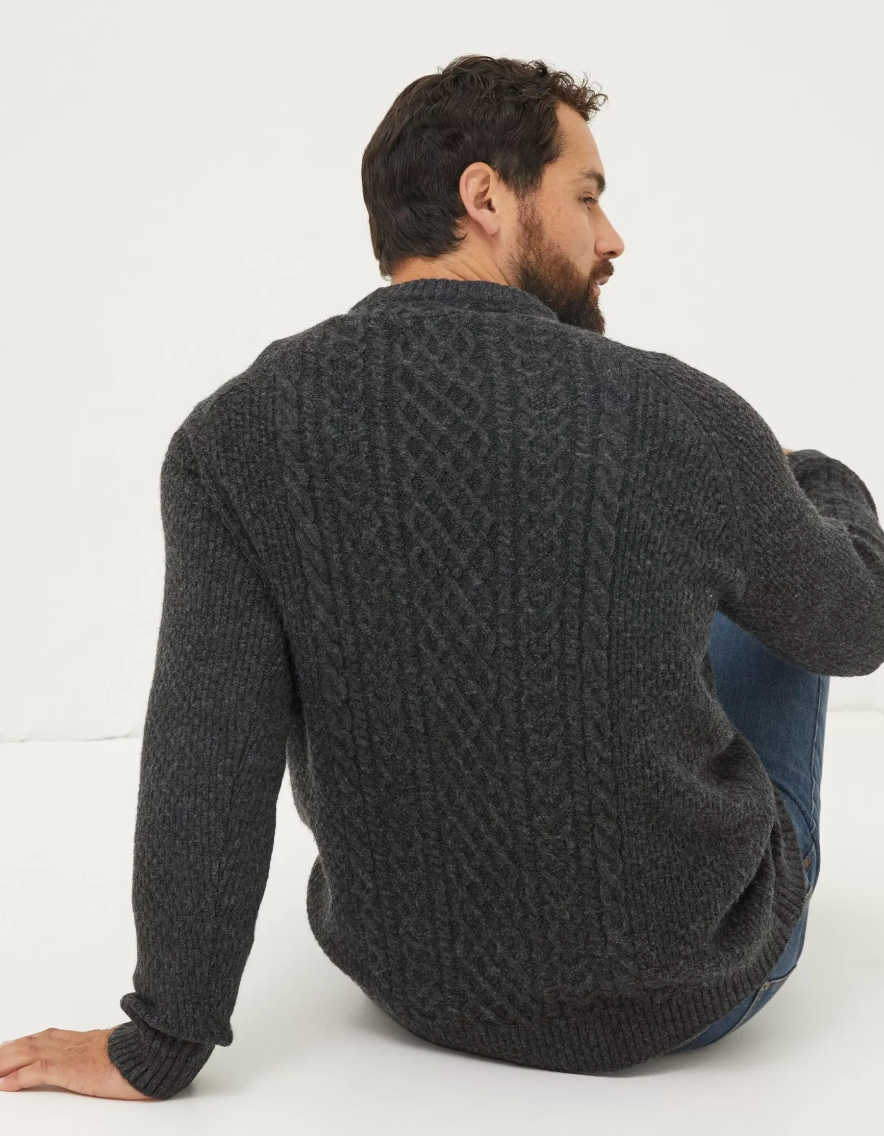 FatFace Calder Cable Crew Jumper|Men Knitwear