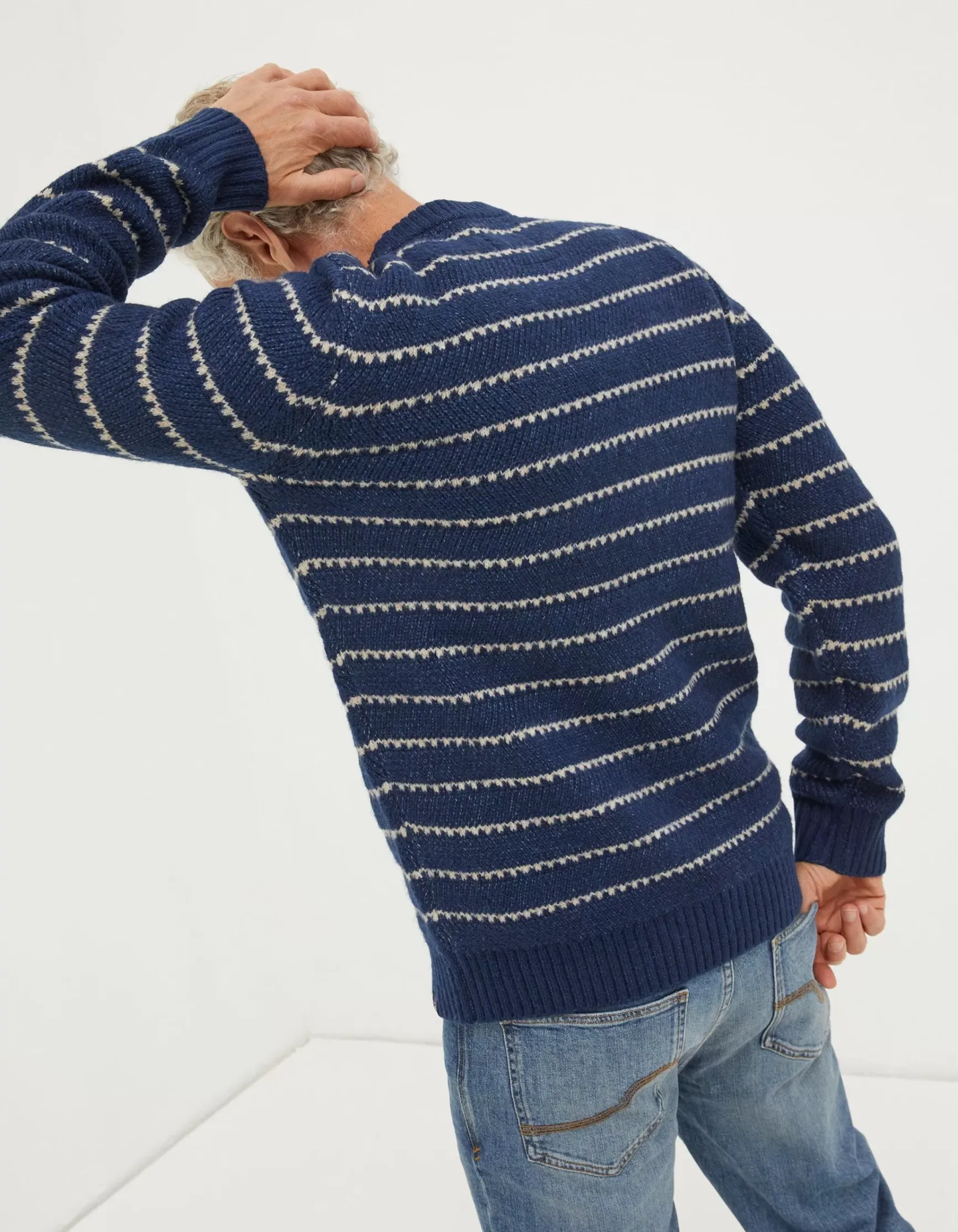 FatFace Calder Stripe Crew Jumper|Men Knitwear