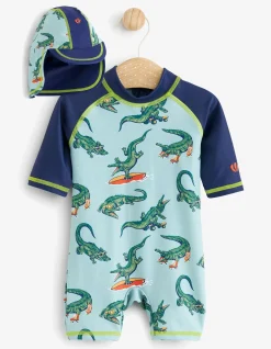 FatFace Carter Crocodile Surf Suit And Hat Set|Baby View All