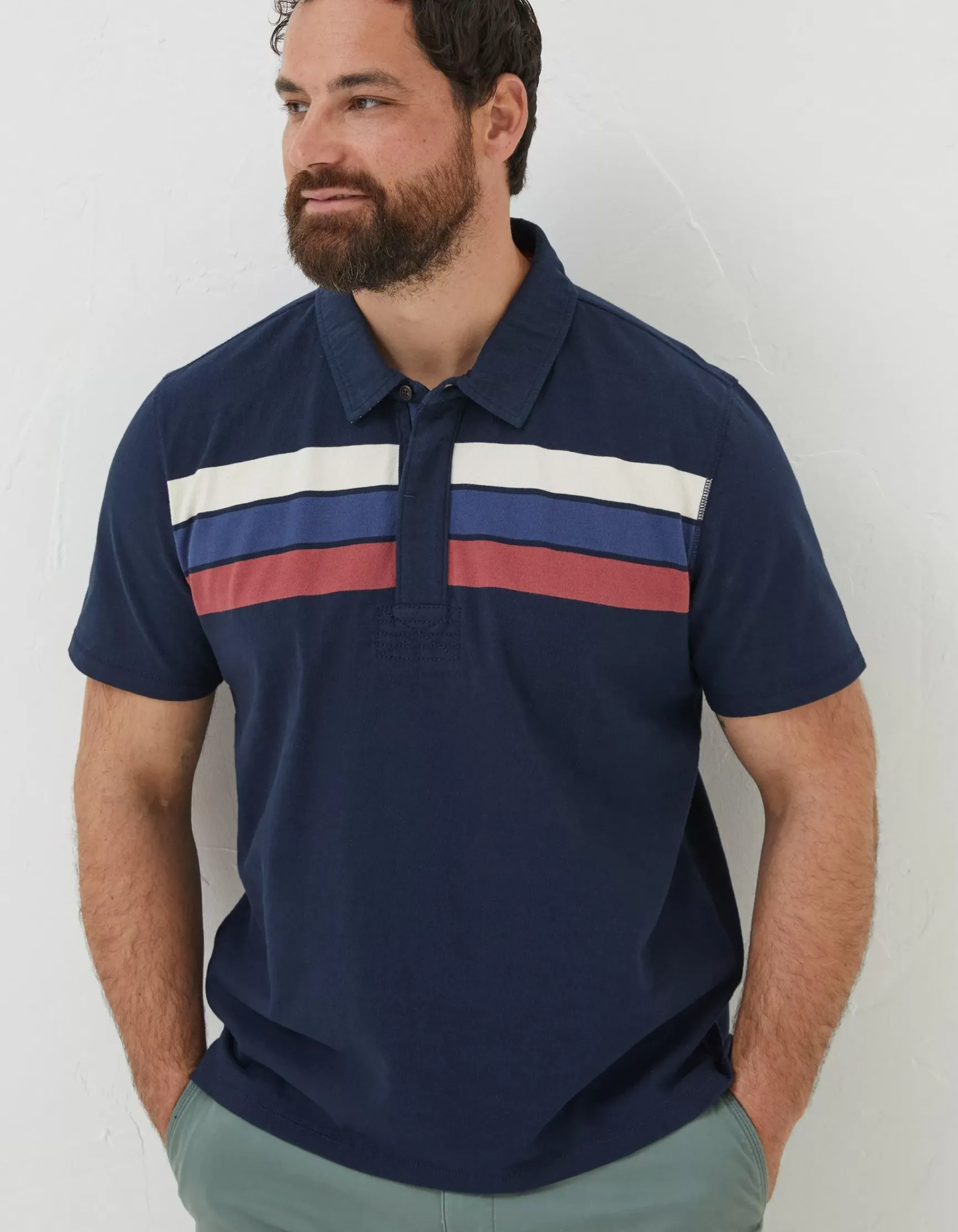 FatFace Chest Stripe Rugby|Men T-Shirts