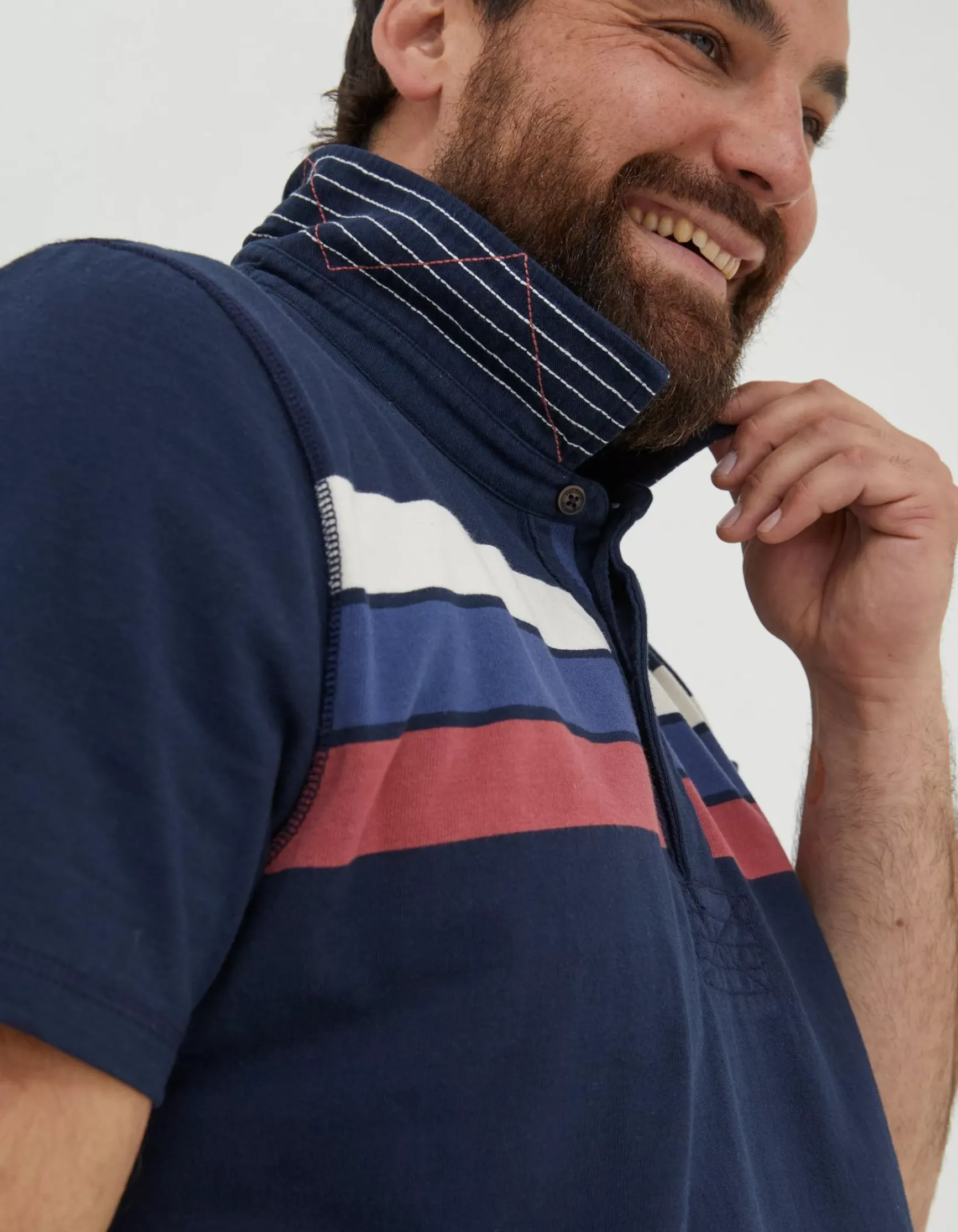FatFace Chest Stripe Rugby|Men T-Shirts