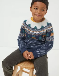FatFace Christmas Campervan Fairisle Jumper|Boys View All