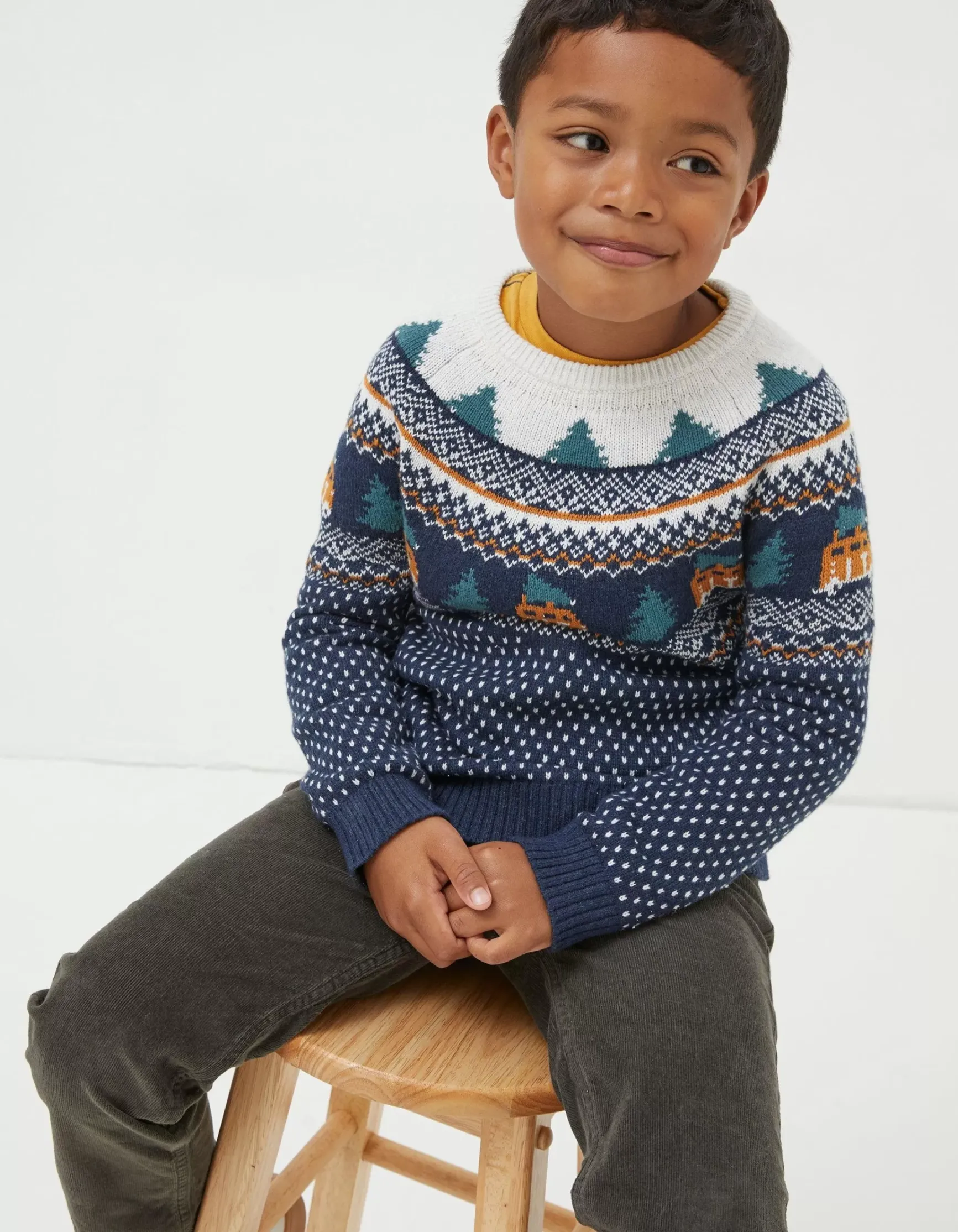 FatFace Christmas Campervan Fairisle Jumper|Boys View All