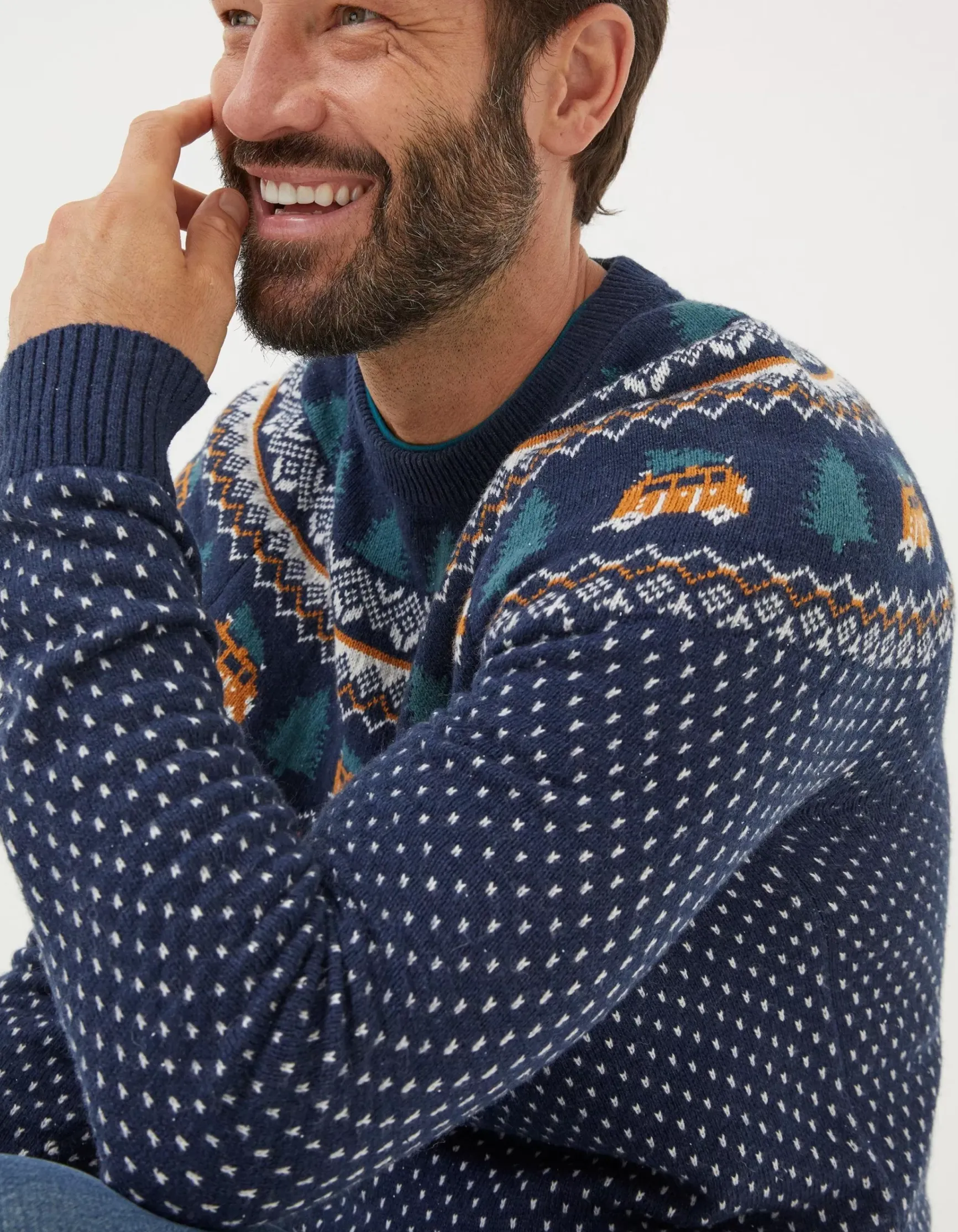 FatFace Christmas Campervan Fairisle Jumper|Men View All