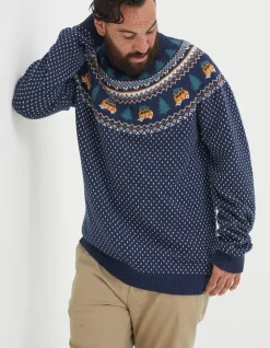FatFace Christmas Campervan Fairisle Jumper|Men View All