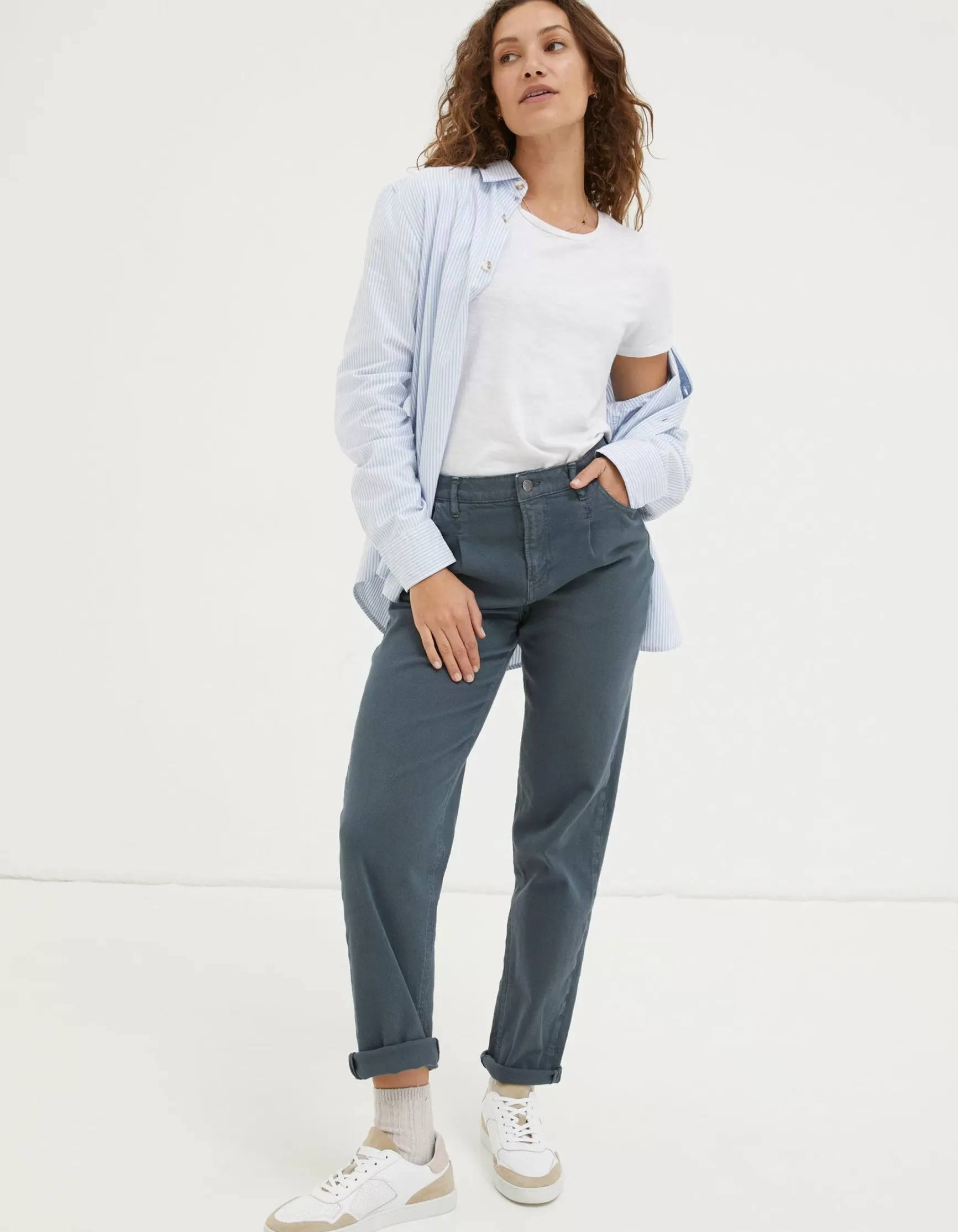 FatFace Cleo Canvas Barrel Leg Chino|Women Trousers & Leggings