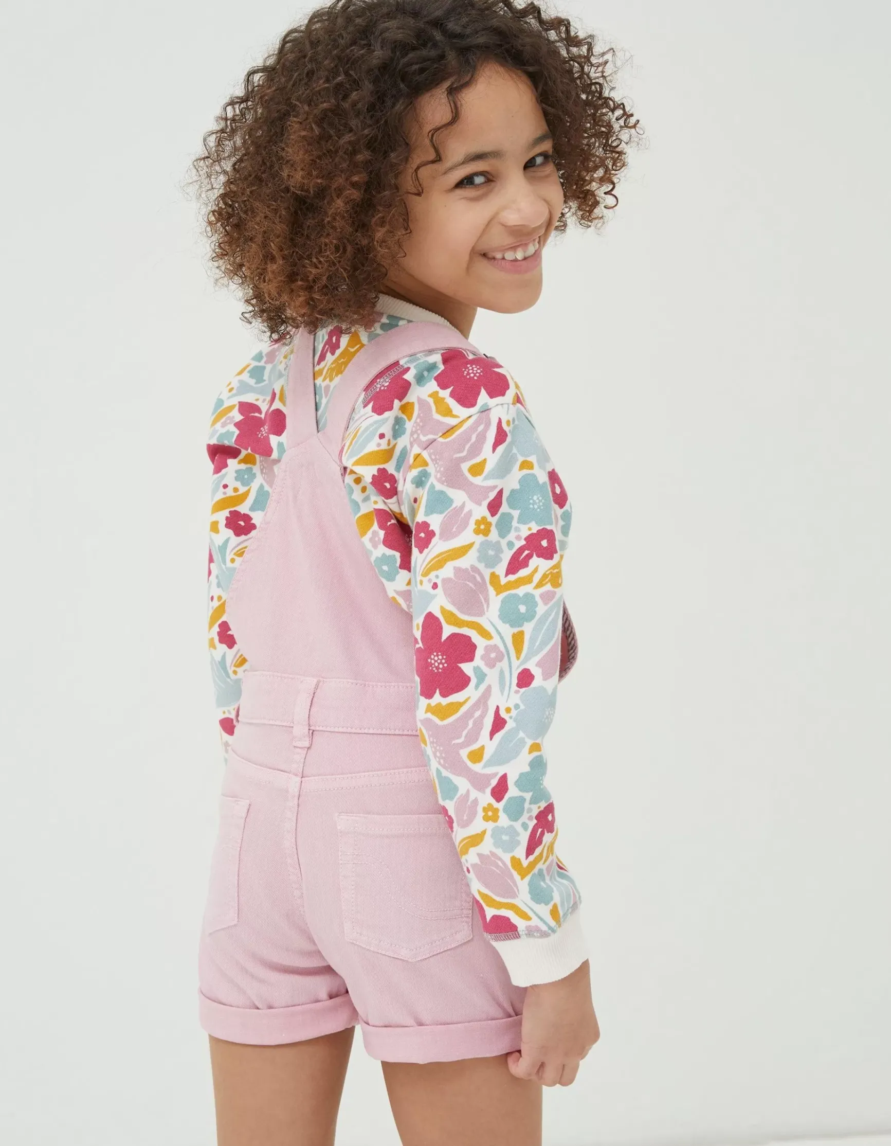 FatFace Coloured Shortie Dungarees|Girls View All