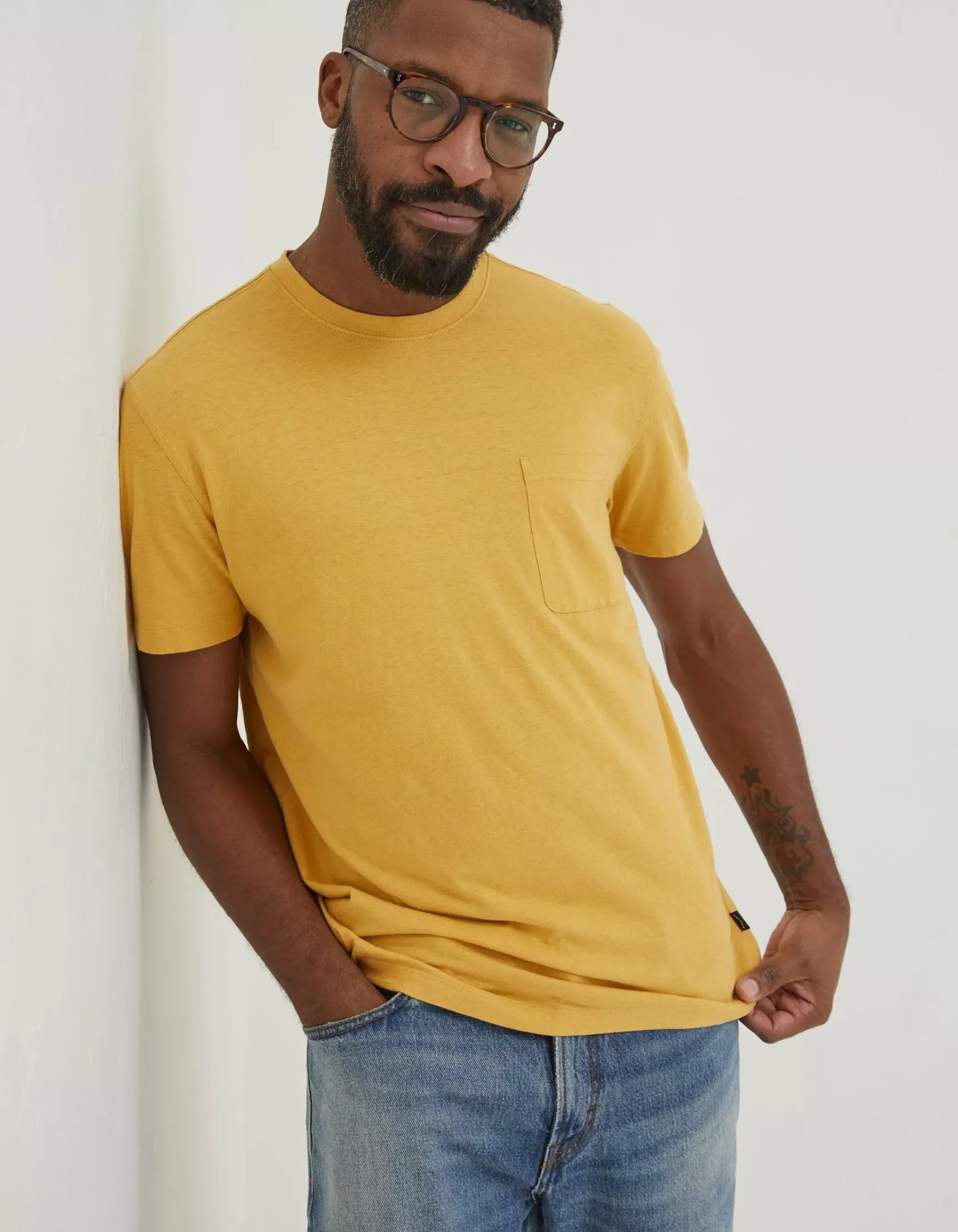 FatFace Cotton Linen Pocket T-Shirt|Men T-Shirts