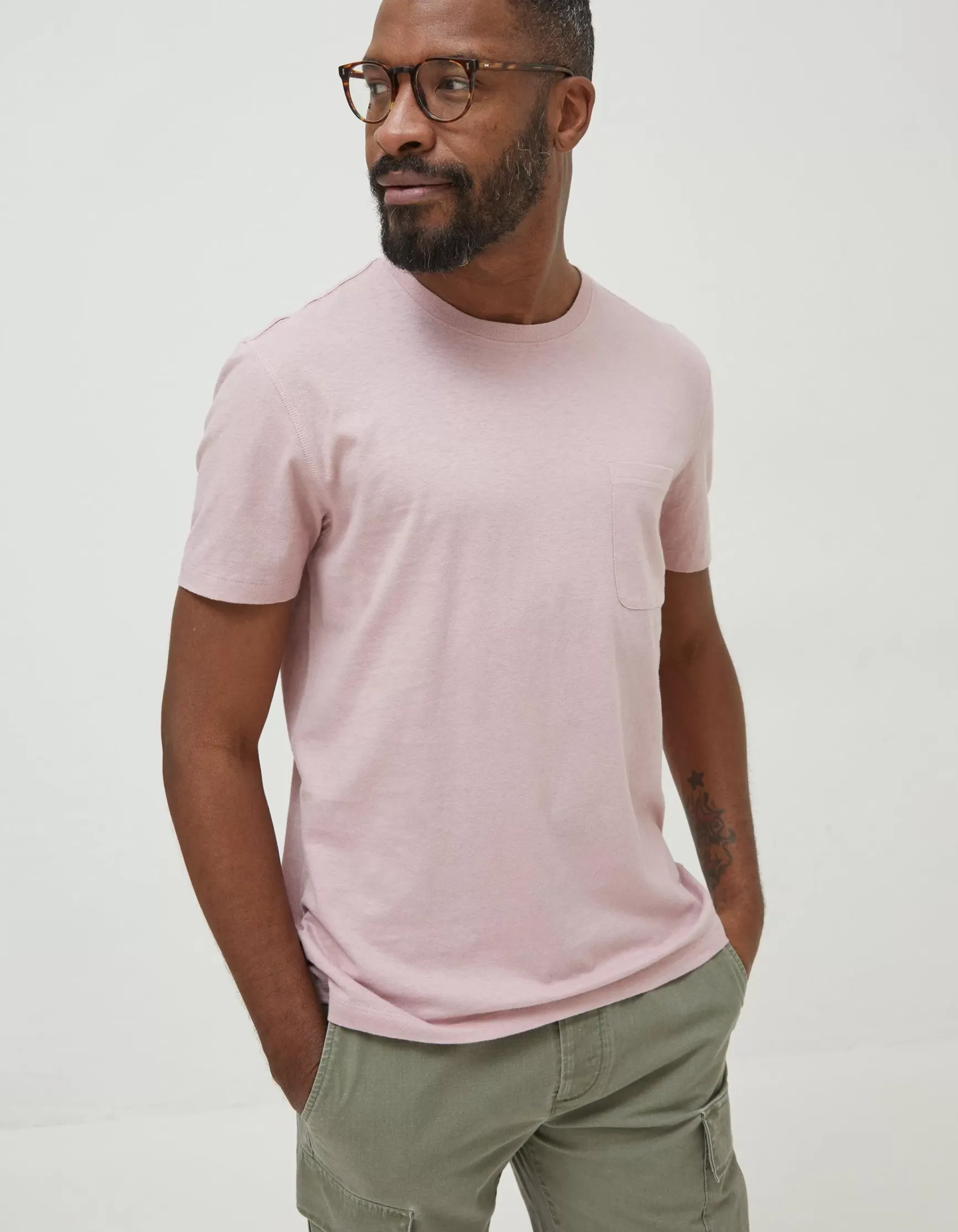 FatFace Cotton Linen Pocket T-Shirt|Men T-Shirts
