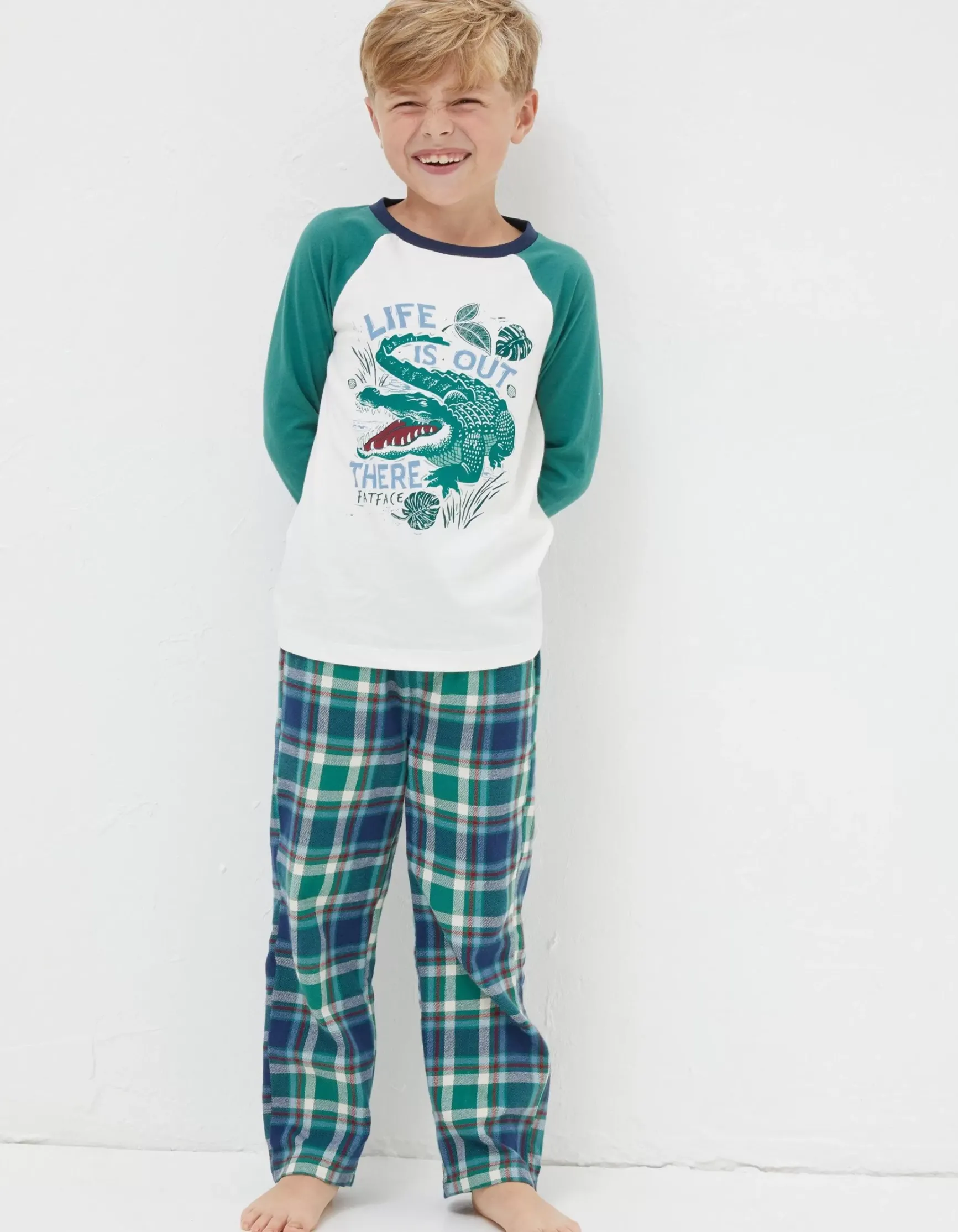FatFace Crocodile Check Pyjama Set|Boys View All