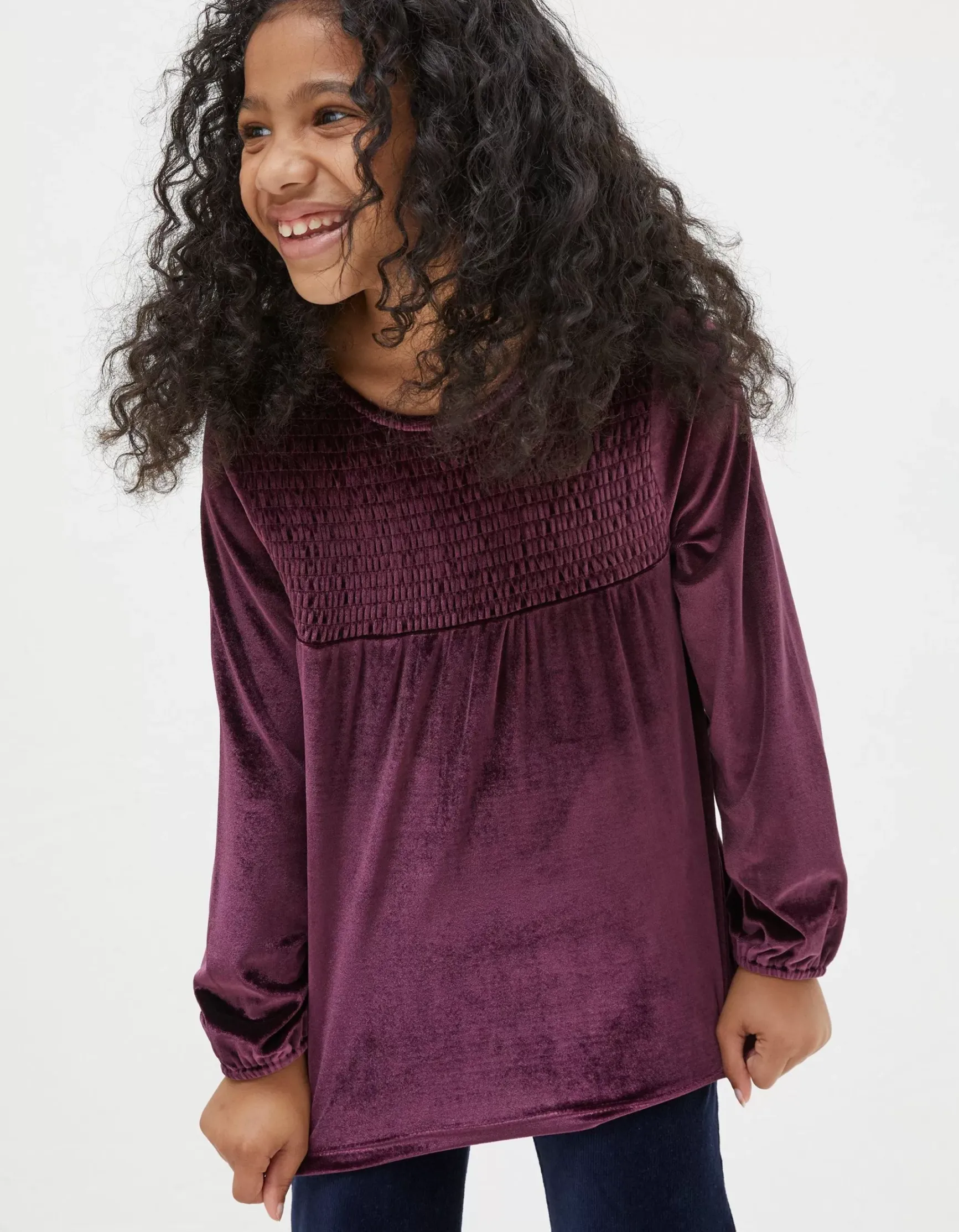 FatFace Darcey Velvet Smocked Top|Girls View All