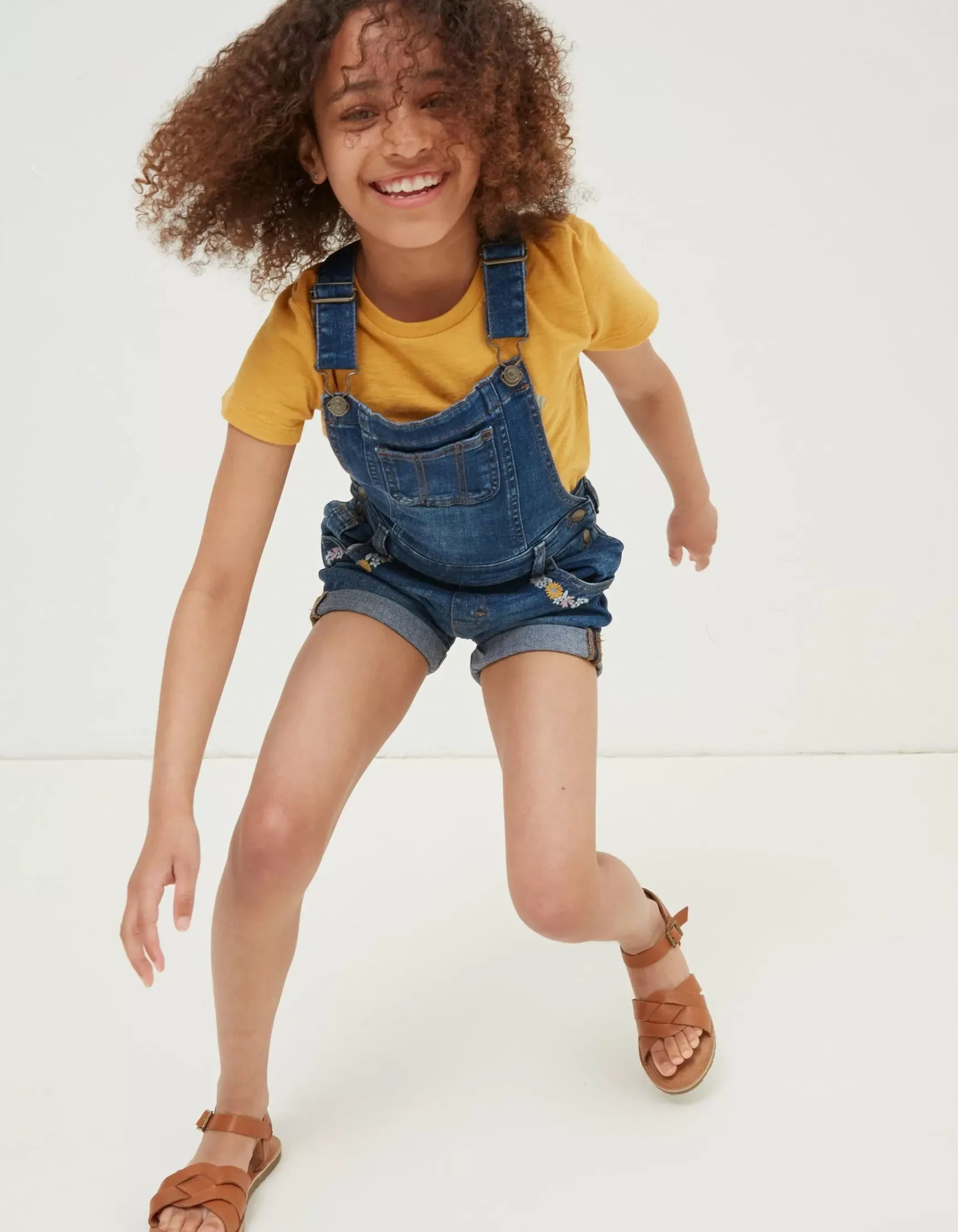 FatFace Embroidered Shortie Dungarees|Girls View All