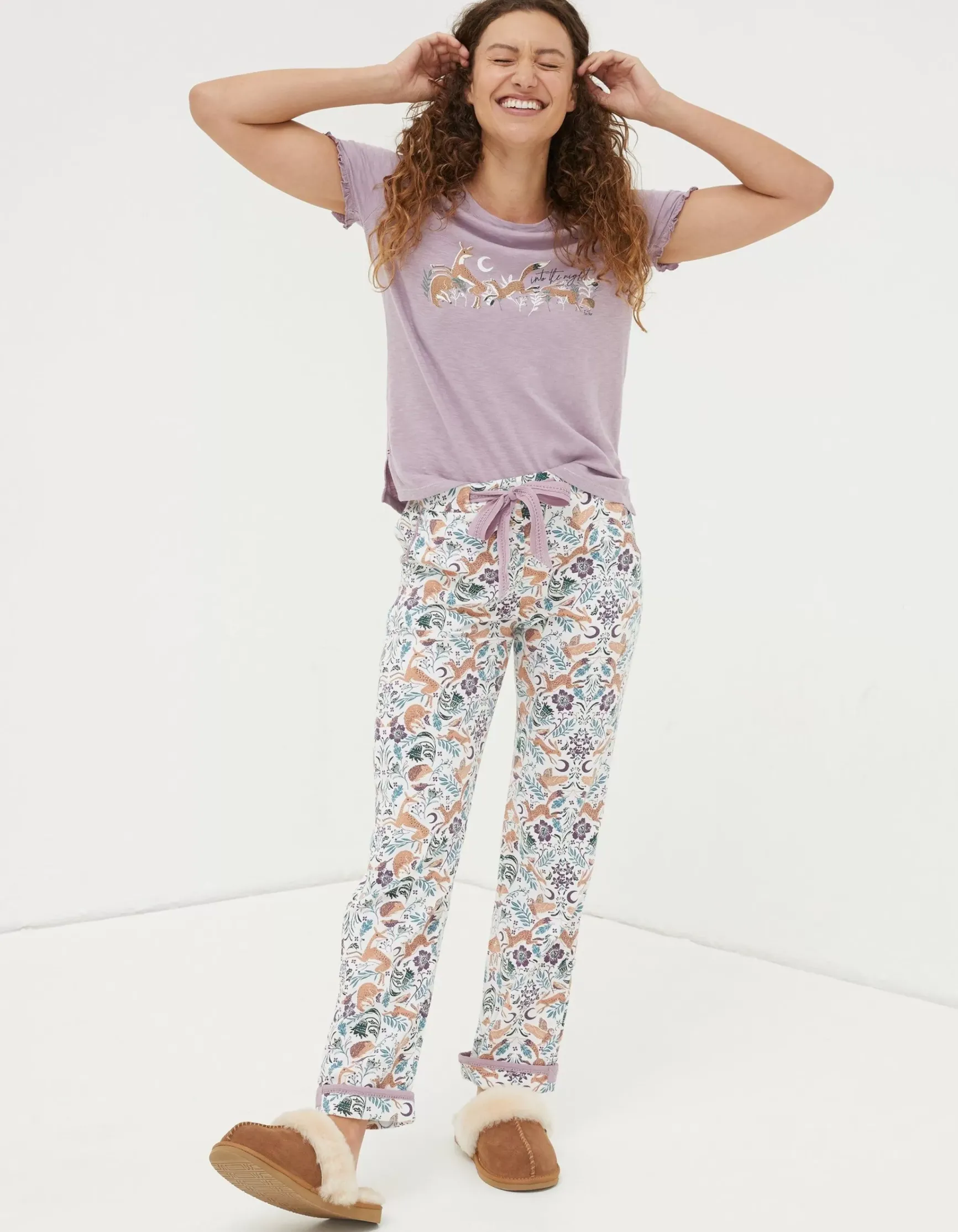 FatFace Eva Lino Animals Pyjama Bottoms|Women Nightwear & Loungewear