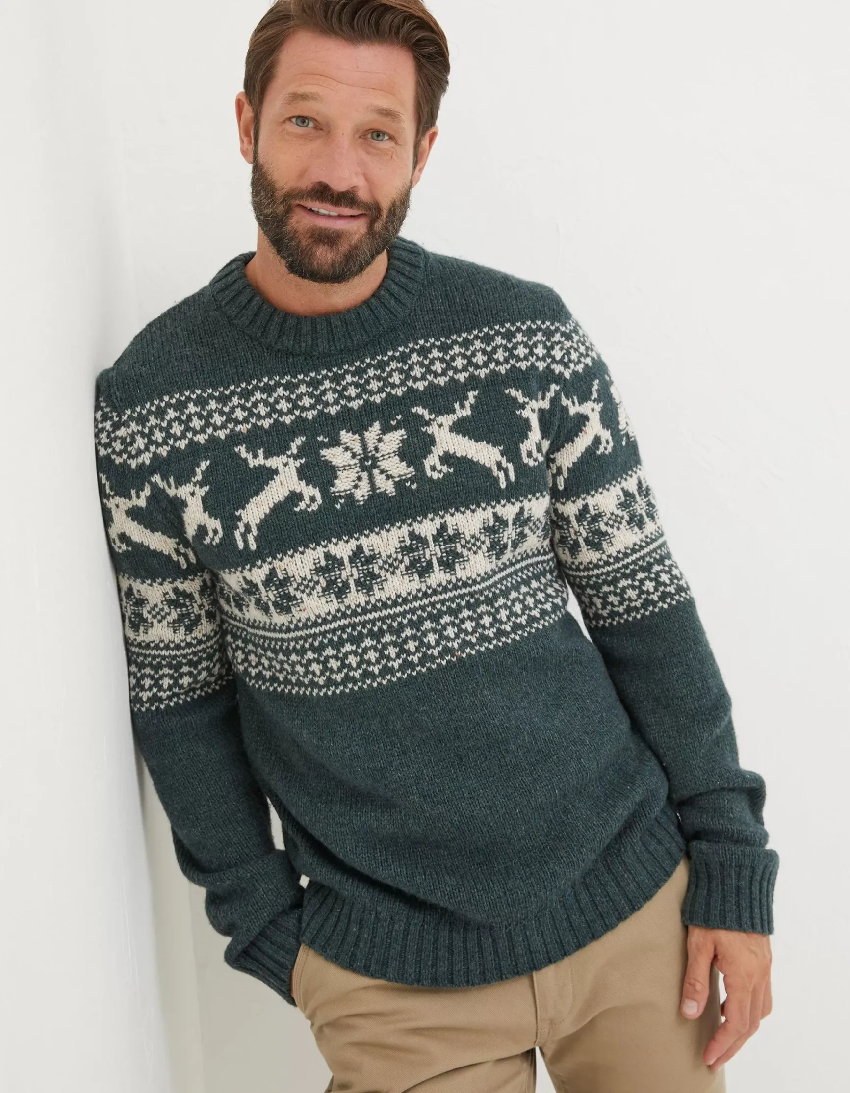 FatFace Family Reindeer Christmas Jumper|Men View All