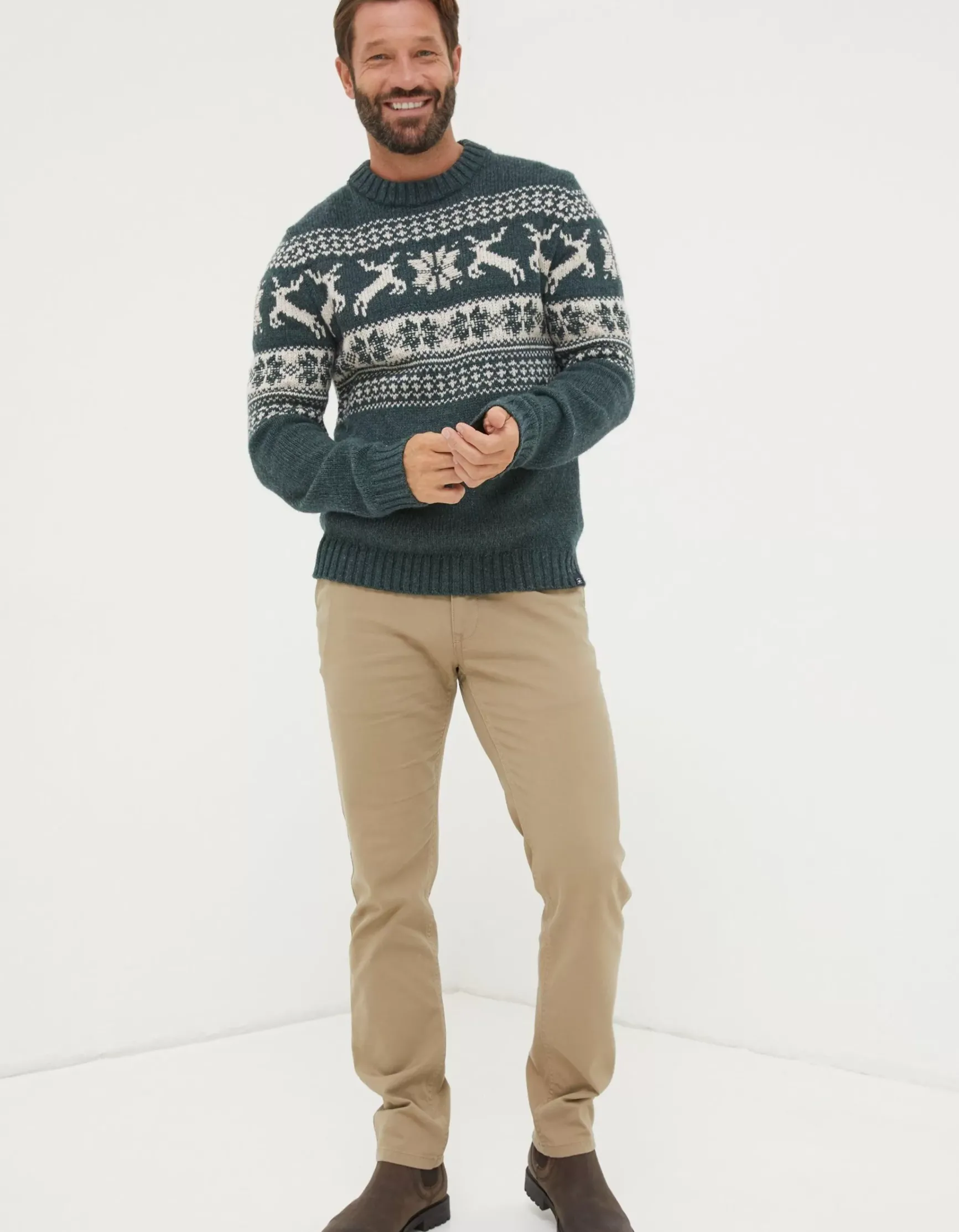 FatFace Family Reindeer Christmas Jumper|Men View All