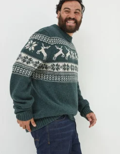 FatFace Family Reindeer Christmas Jumper|Men View All
