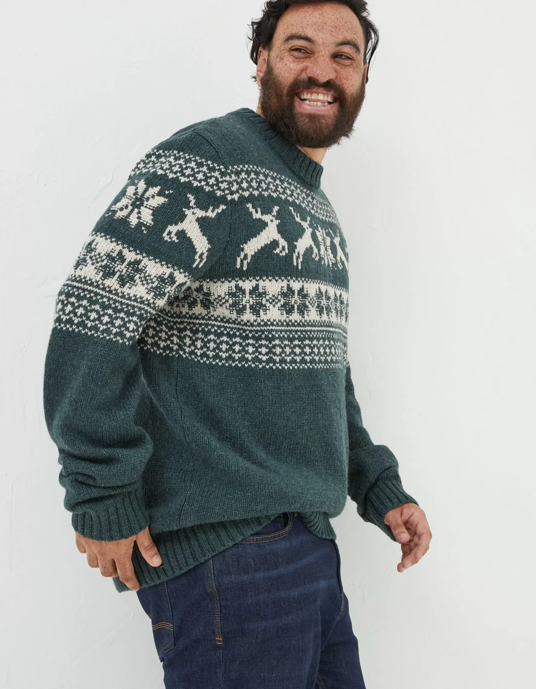 FatFace Family Reindeer Christmas Jumper|Men View All