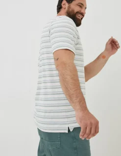 FatFace Fine Stripe Henley T-Shirt|Men T-Shirts